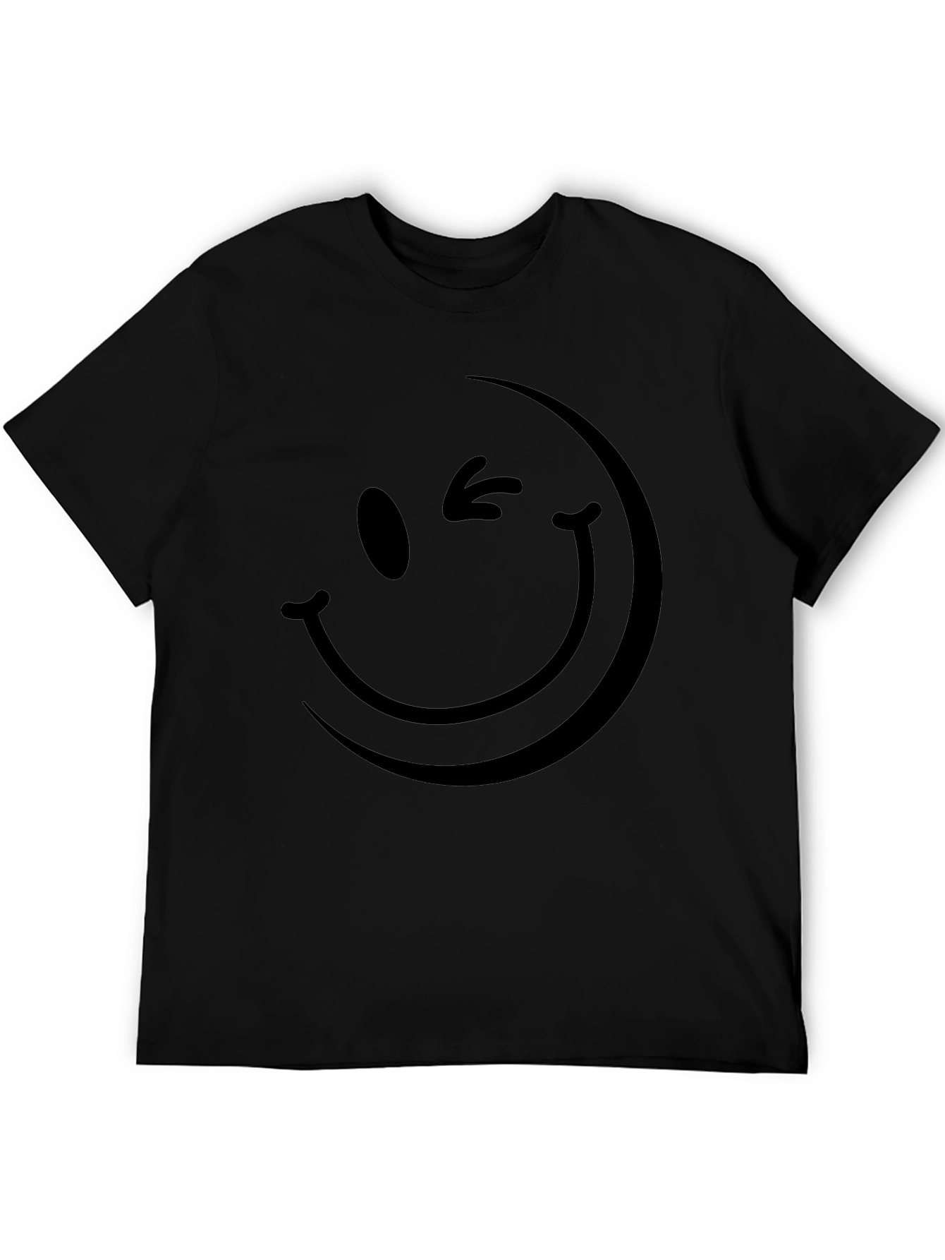 Black Winking Smiley Face Black T-Shirt view 5