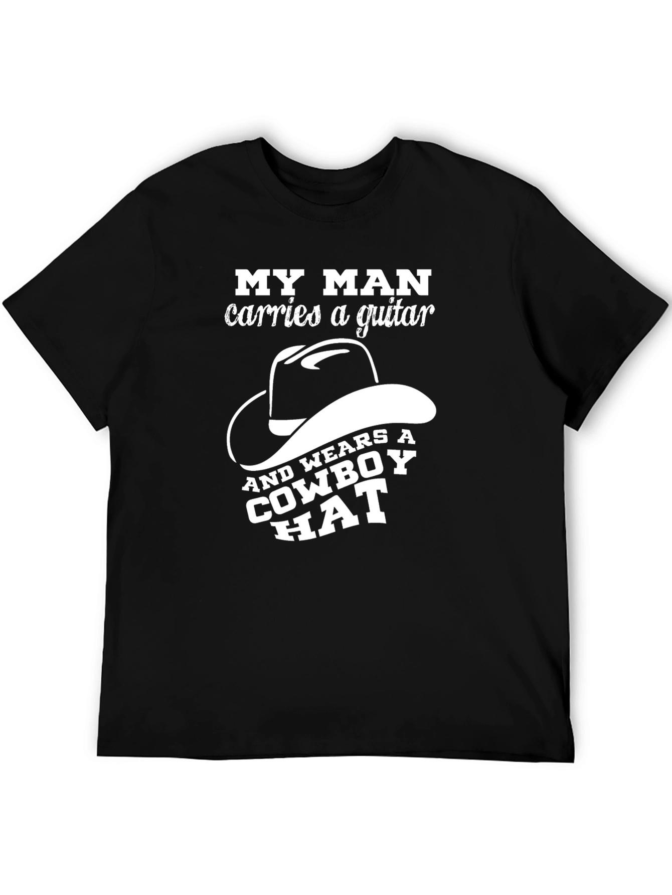Black My Man Guitar & Cowboy Hat T-Shirt view 5