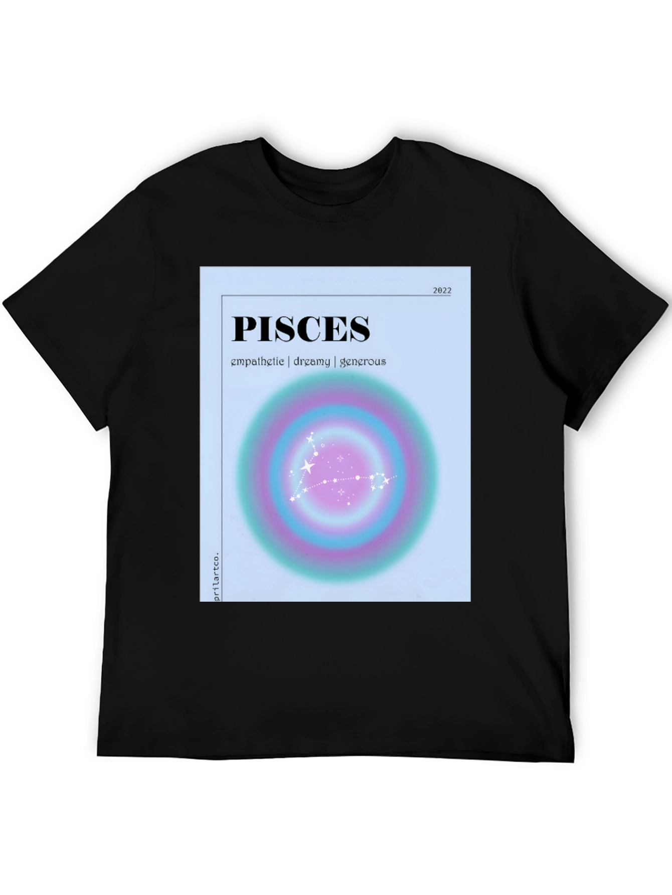 Black Pisces Zodiac Graphic T-Shirt - Empathetic Dreamy Generous view 5