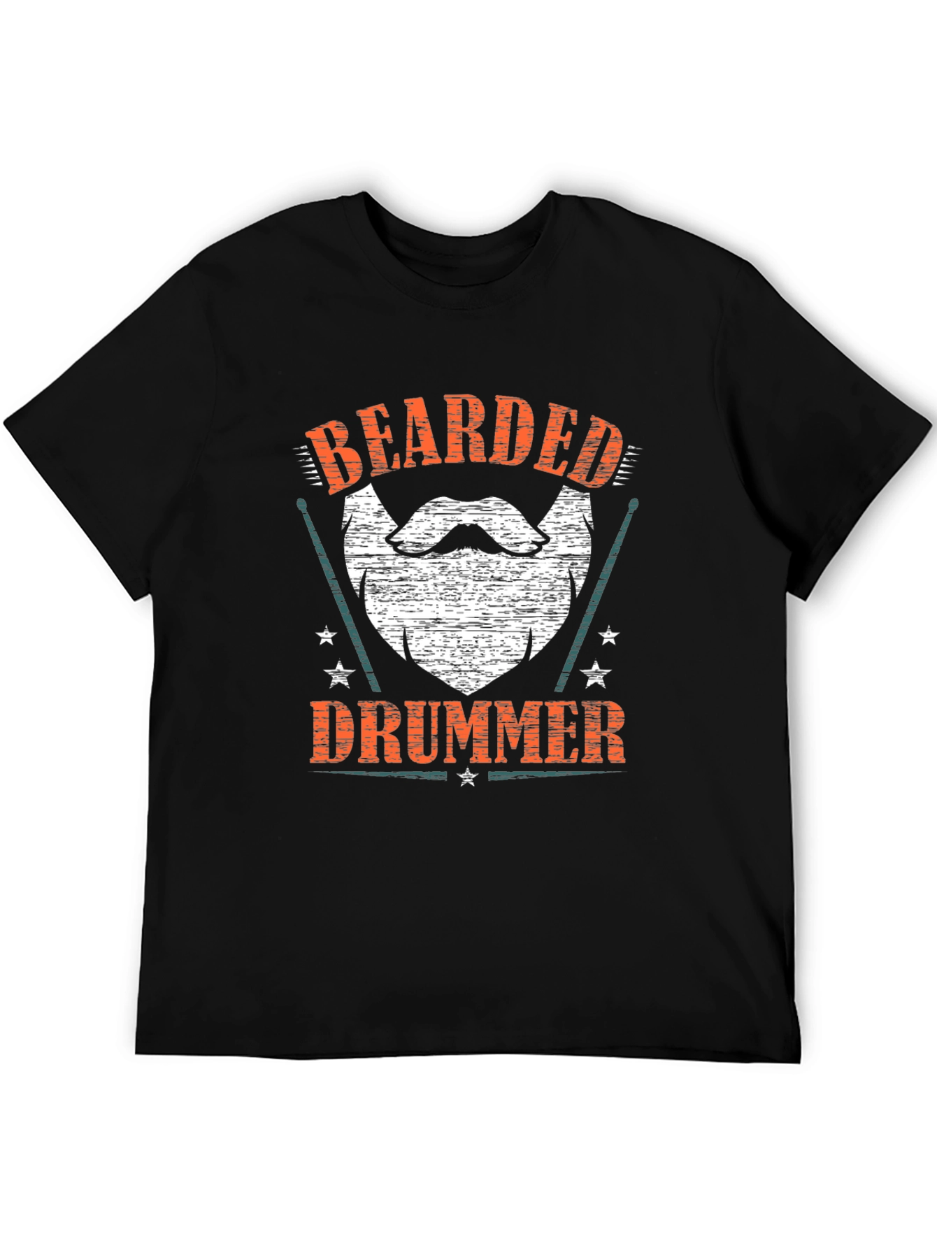 Black Bearded Drummer Black T-Shirt view 5