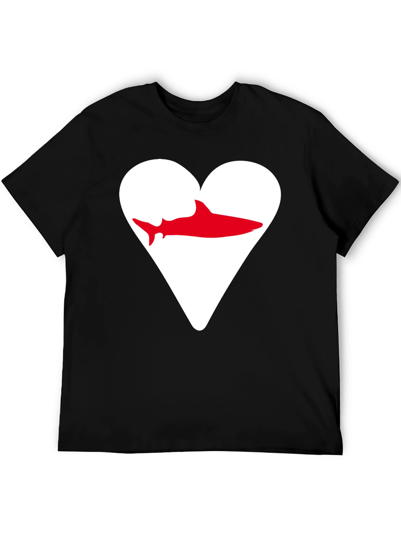 Black Shark Heart Graphic Tee - Black Cotton T-Shirt view 5