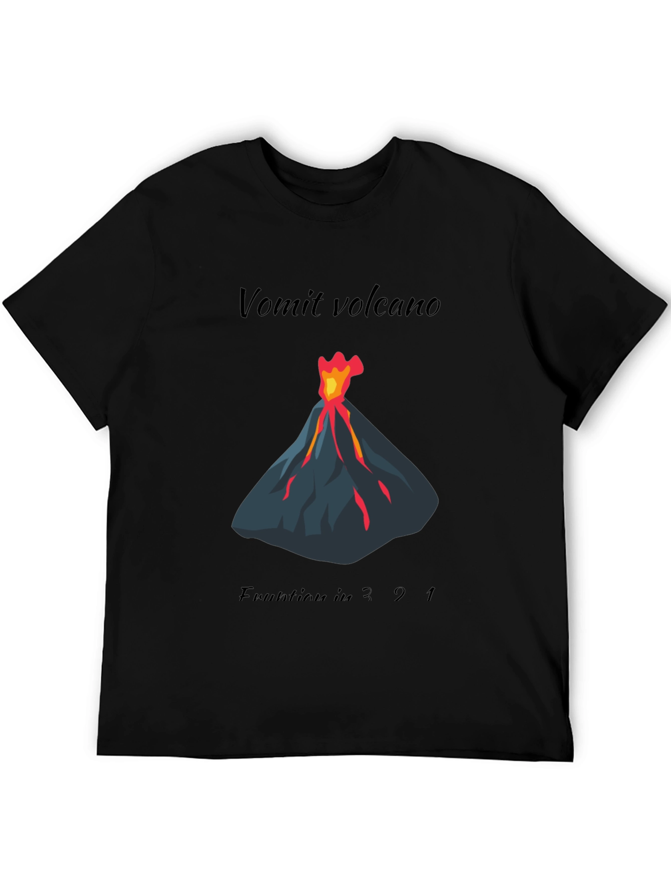 Black Vomit Volcano Eruption Graphic Tee view 5