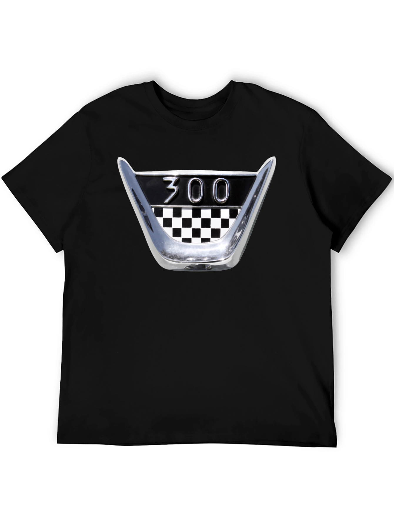 Black Retro 300 Checkerboard T-Shirt - Classic Car Fan Tee view 5