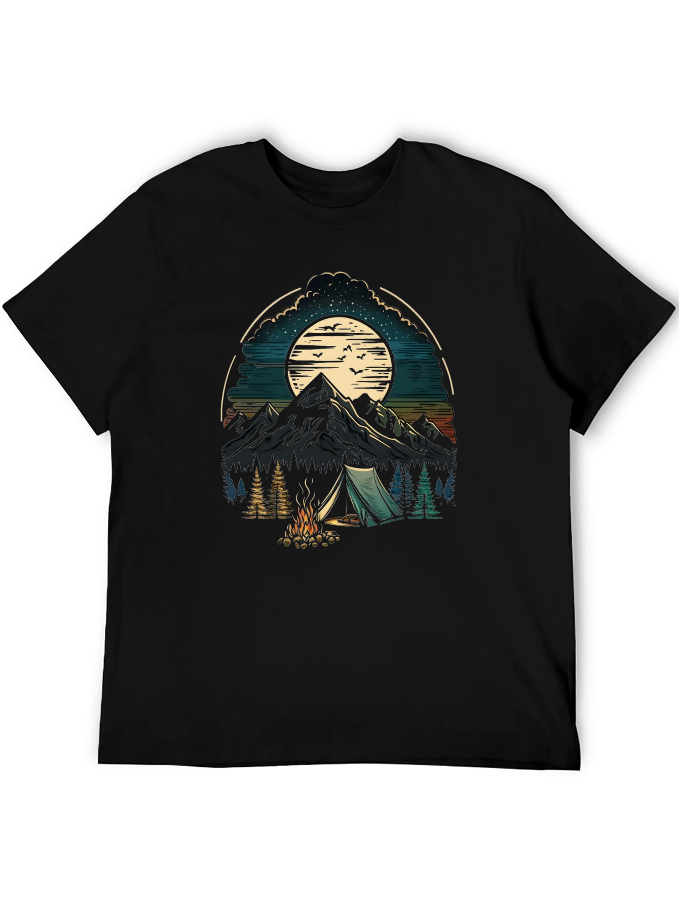 Black Camping Adventure Graphic T-Shirt view 5