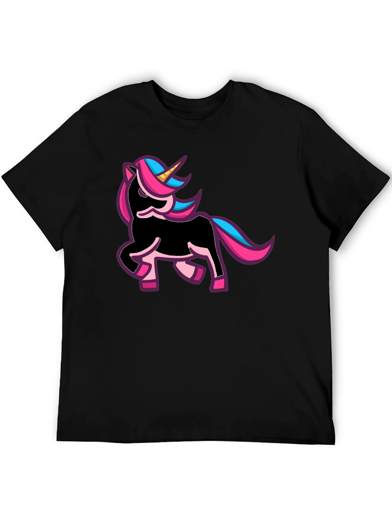 Black Unicorn Graphic Print Black T-Shirt view 5