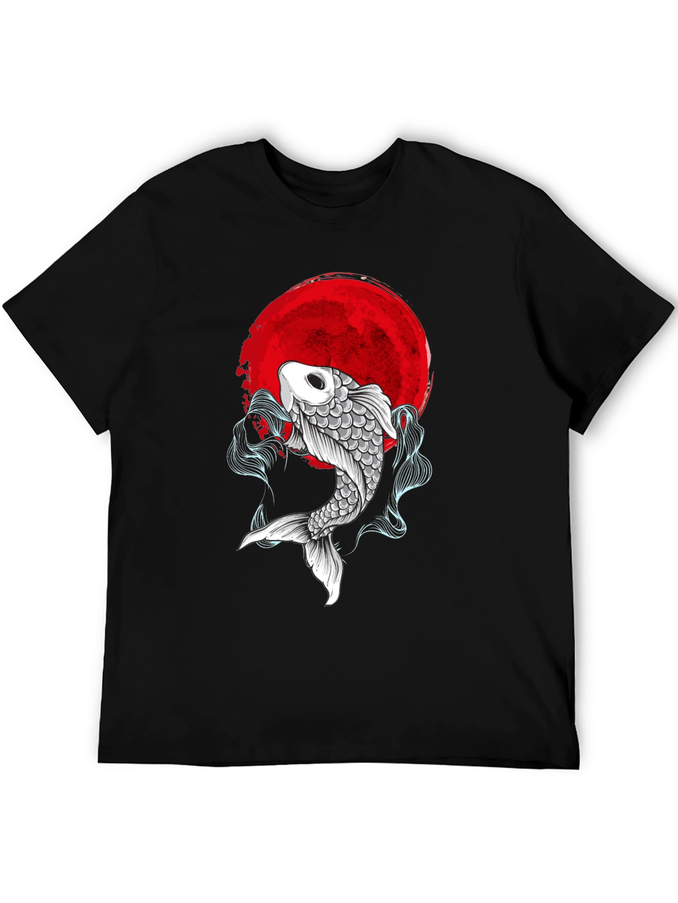 Black Koi Fish Red Moon Graphic Tee - Stylish & Unique view 5