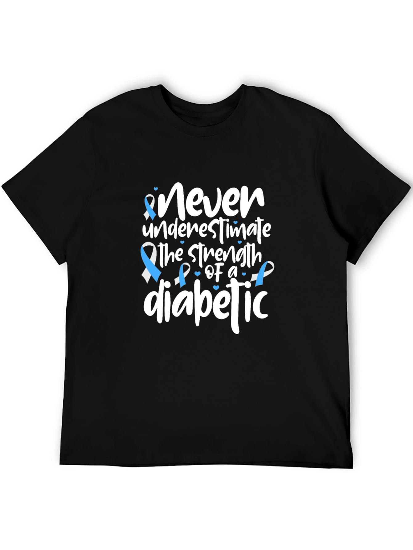 Black Diabetic Strength Awareness T-Shirt view 5