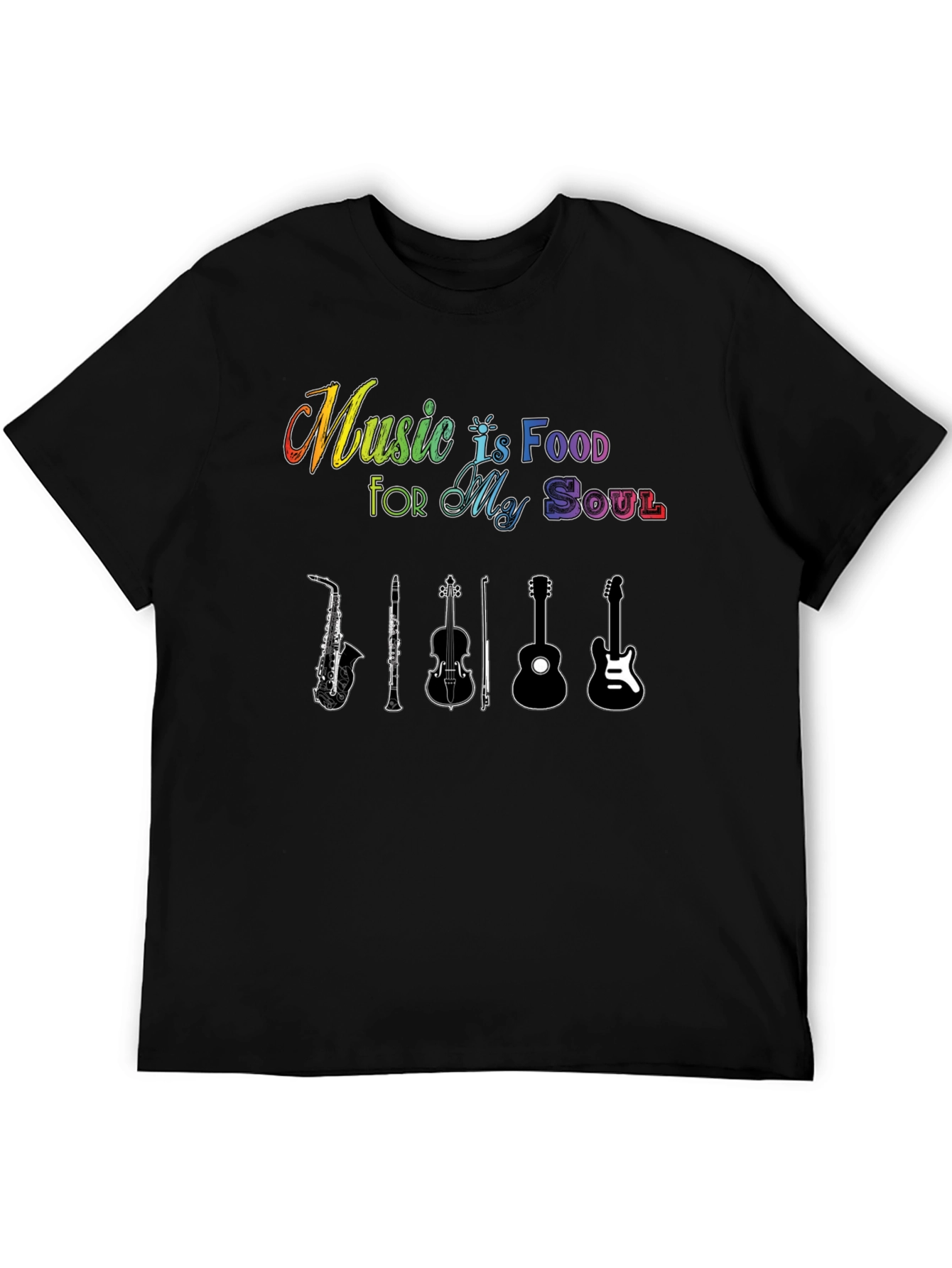 Black Music Is Food For My Soul Black T-Shirt view 5