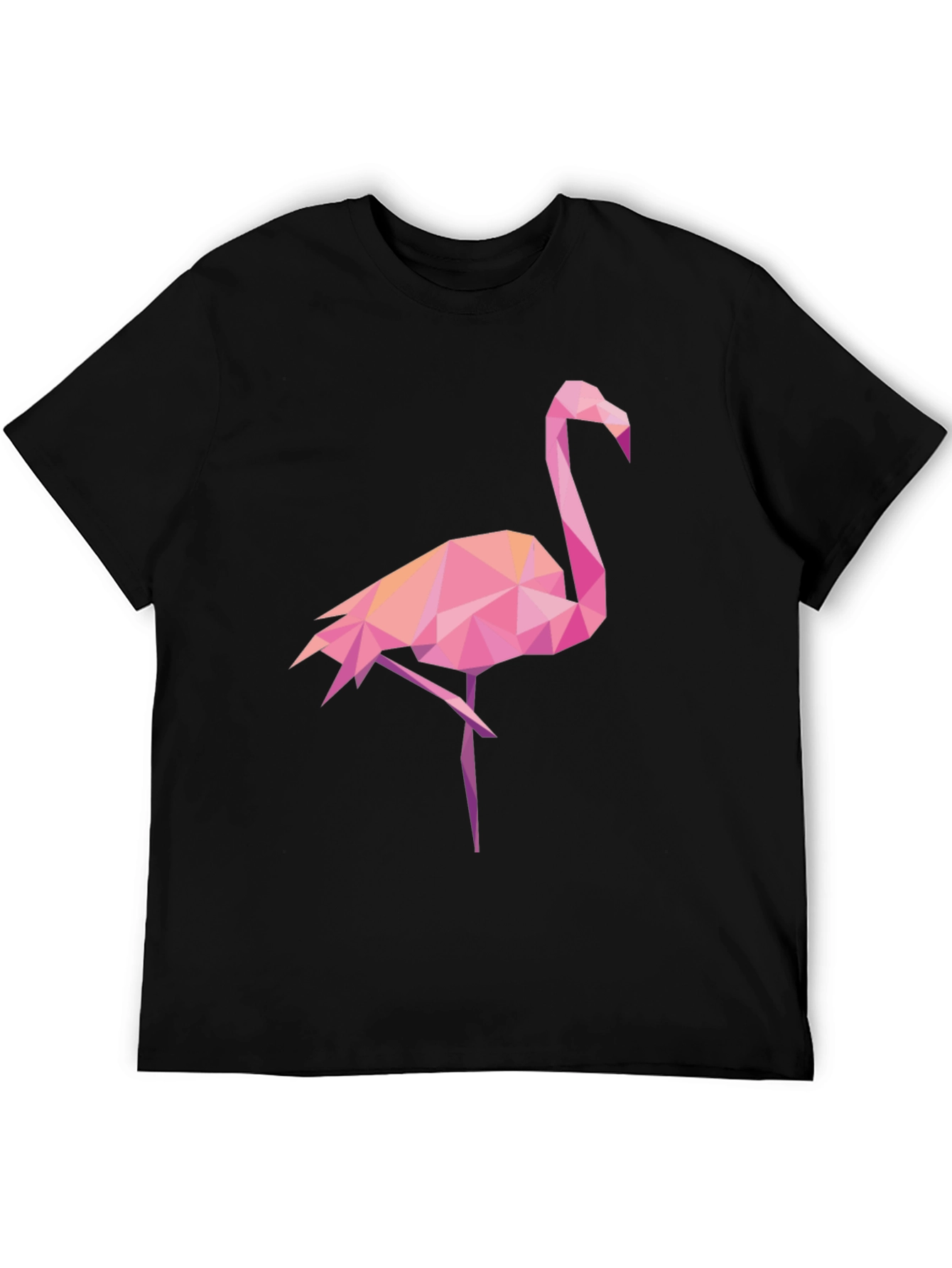 Black Geometric Flamingo Graphic Tee - Black Casual Shirt view 5