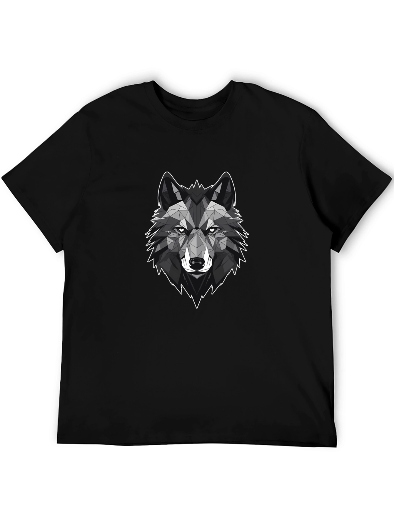 Black Geometric Wolf Graphic Tee - Stylish Black T-Shirt view 5