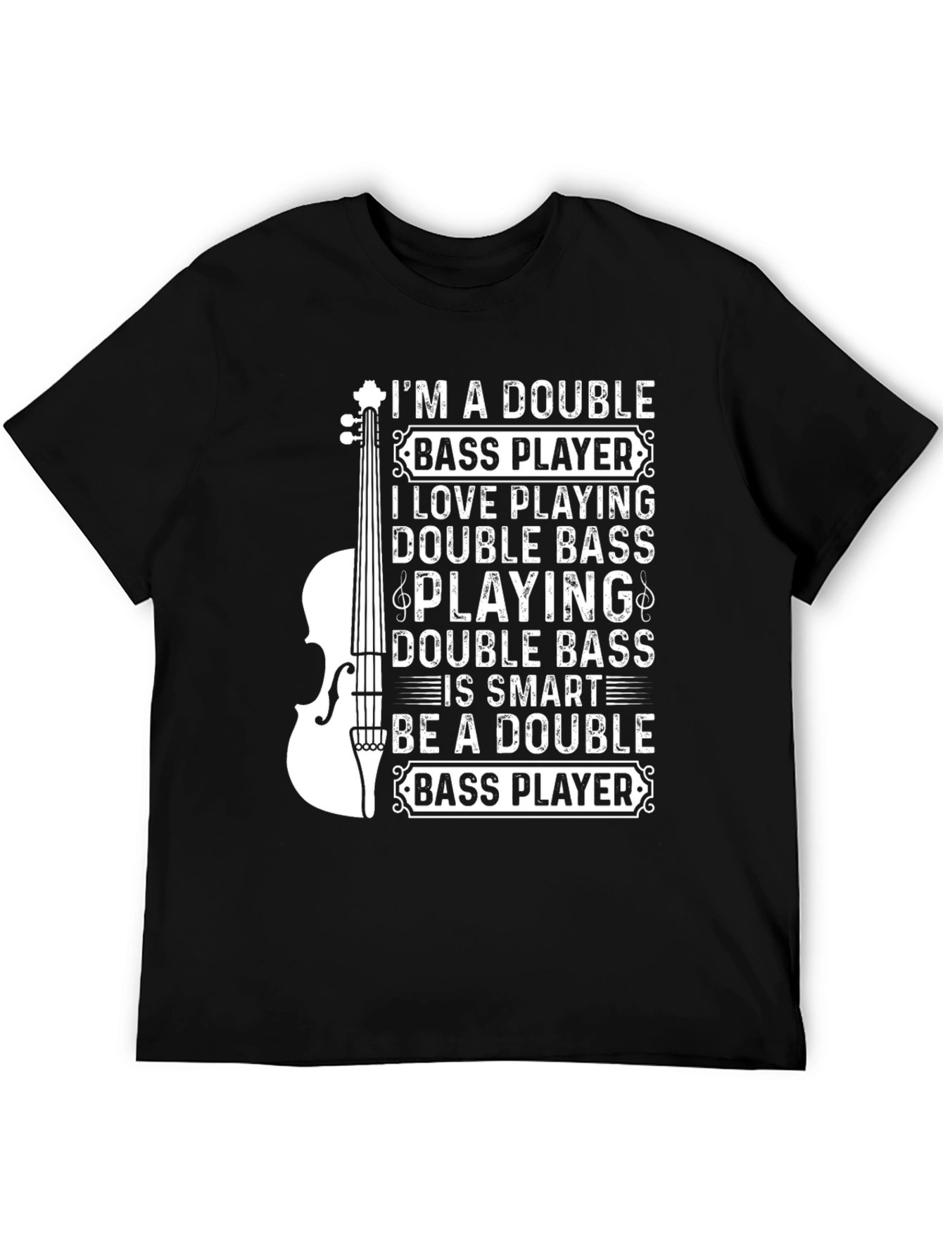 Black Double Bass Player Black Graphic T-Shirt view 5