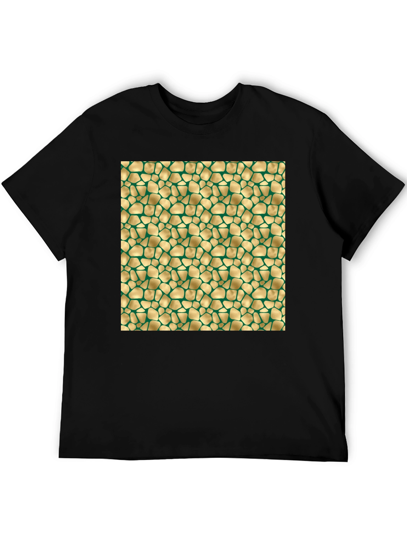 Black Textured Gold & Green Pattern Tee view 5