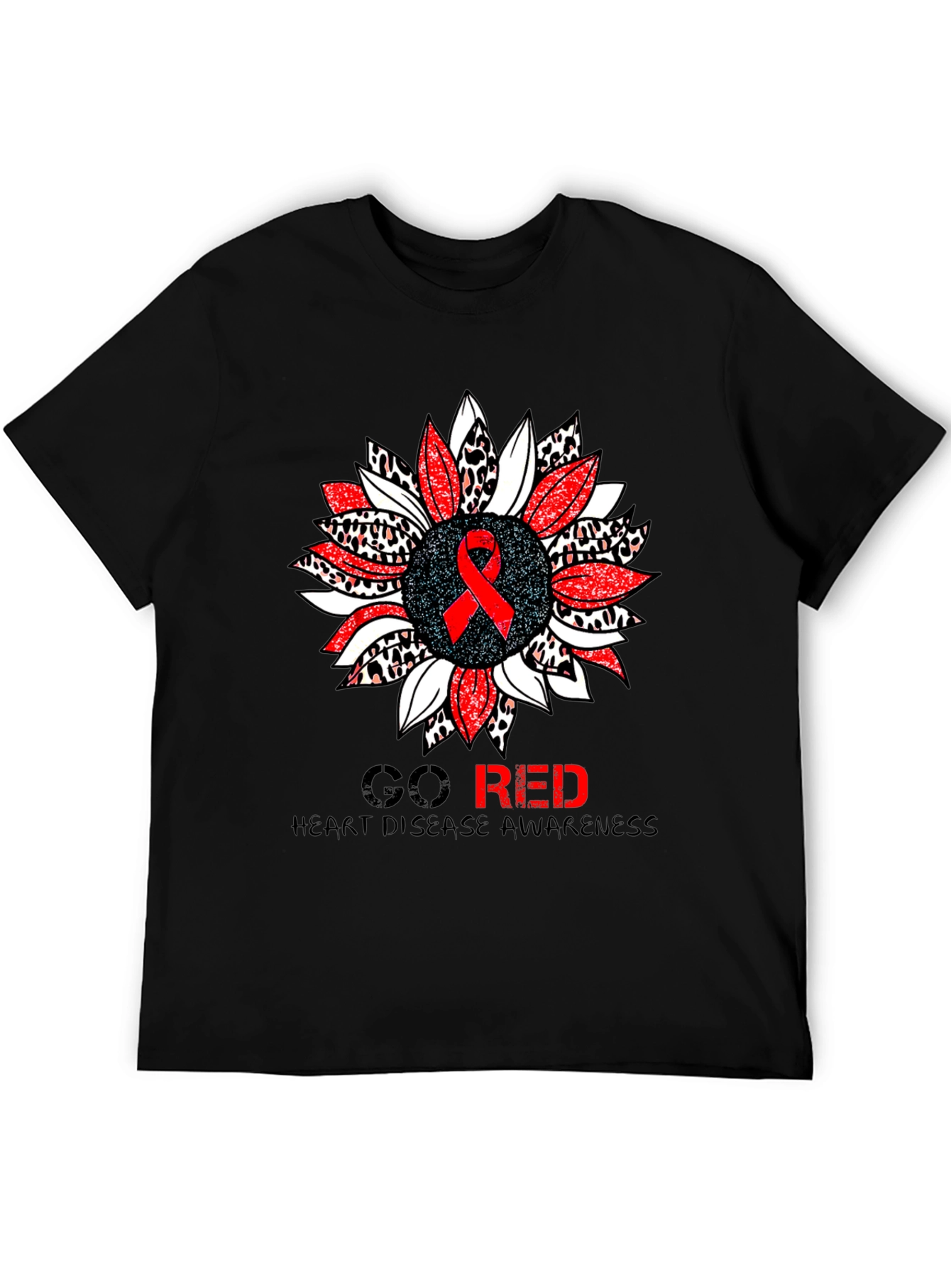Black Go Red Heart Disease Awareness T-Shirt view 5
