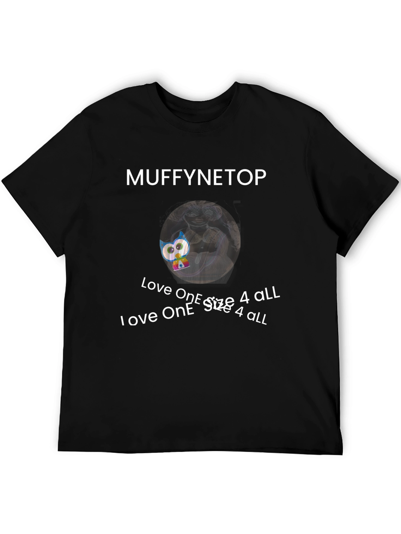 Black Muffynetop Graphic Print Crew Neck T-Shirt view 5