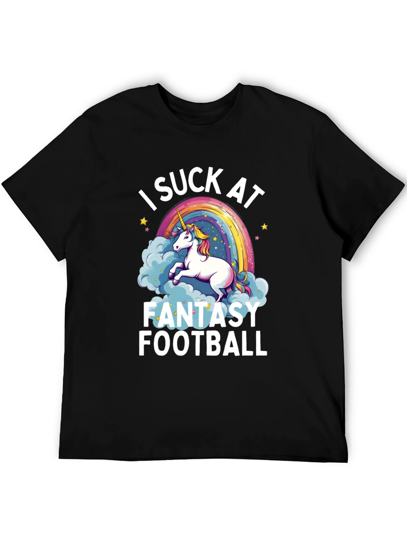 Black I Suck at Fantasy Football T-Shirt view 5