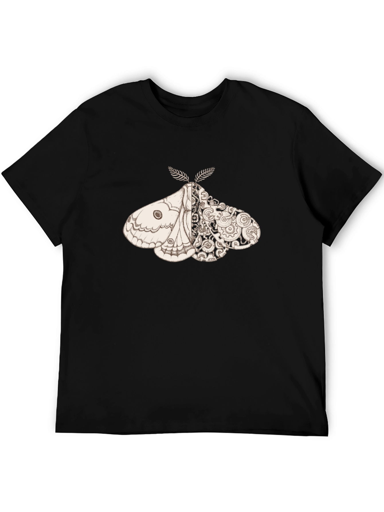 Black Steampunk Moth Graphic Tee - Unique Insect Design view 5