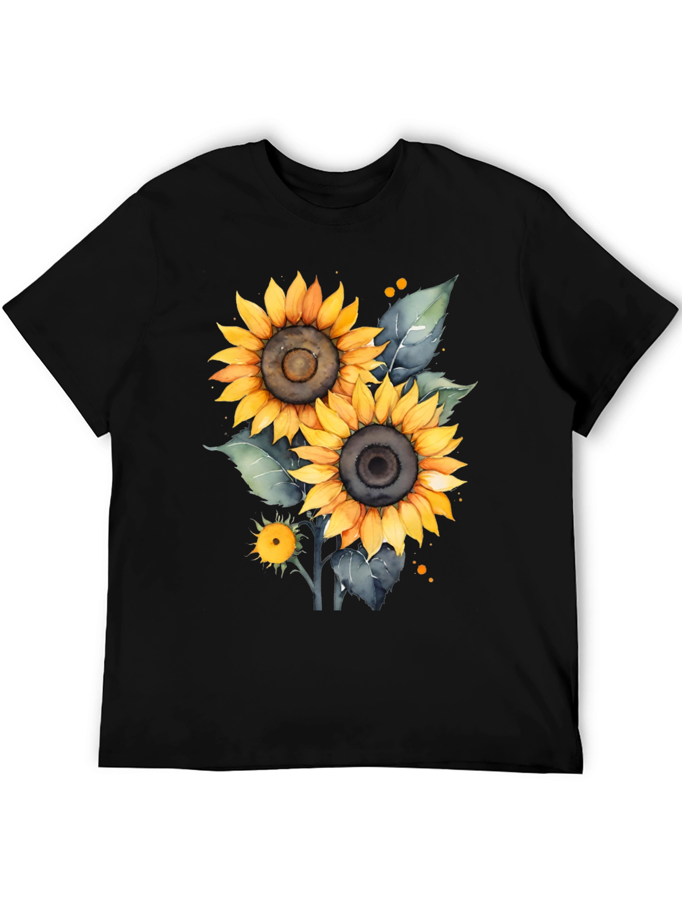 Black Sunflower Graphic Tee - Black Cotton T-Shirt view 5