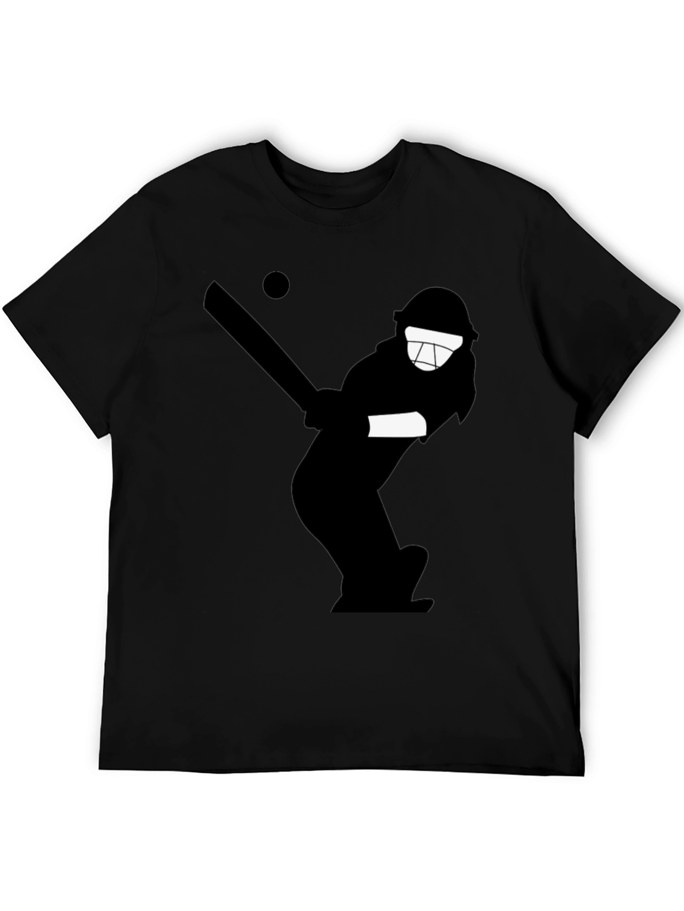 Black Cricket Player Graphic Tee - Black Cotton T-Shirt view 5