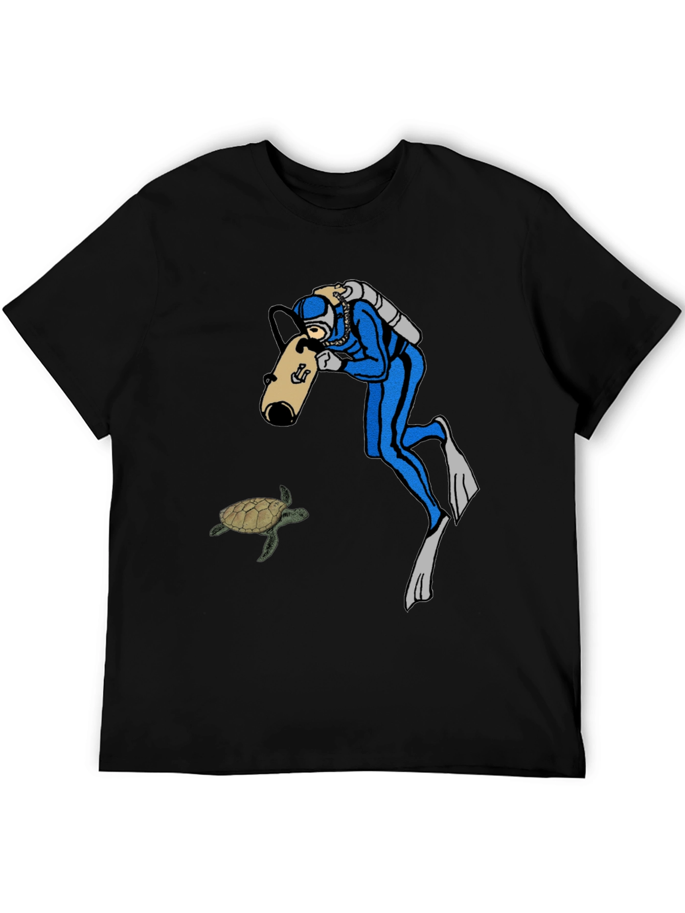 Black Diver & Turtle Black T-Shirt view 5