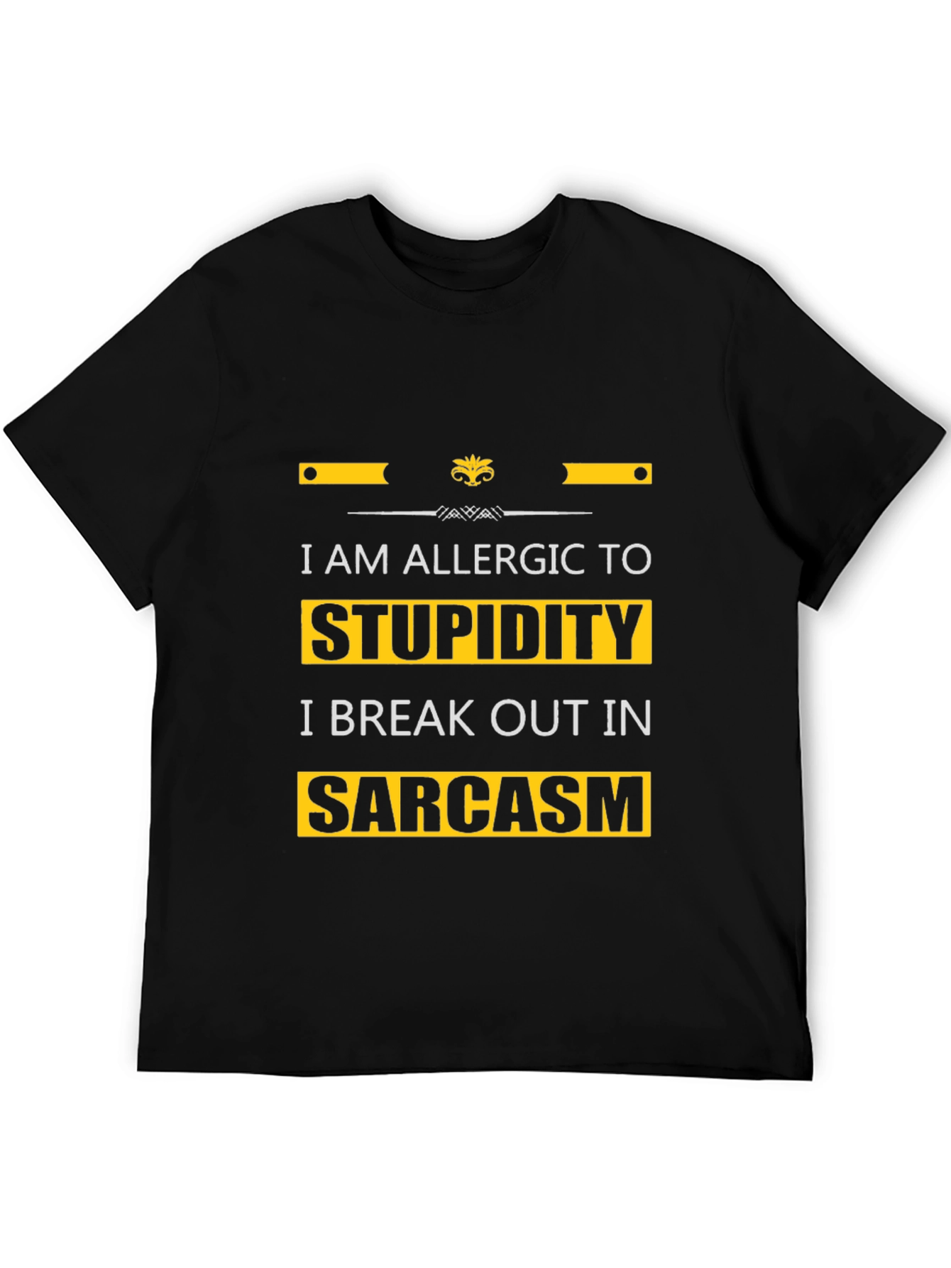 Black Allergic to Stupidity Sarcasm T-Shirt view 5
