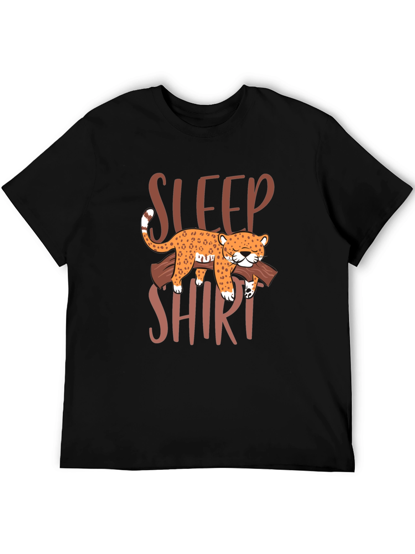 Black Sleep Shirt Leopard Graphic Tee view 5