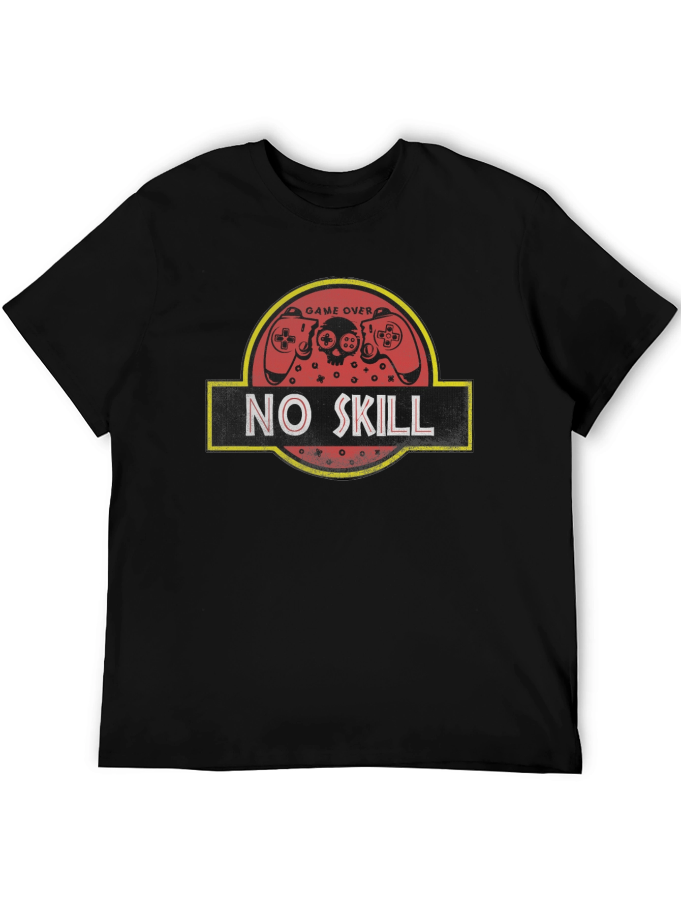 Black No Skill Gamer T-Shirt - Game Over Jurassic Style view 5
