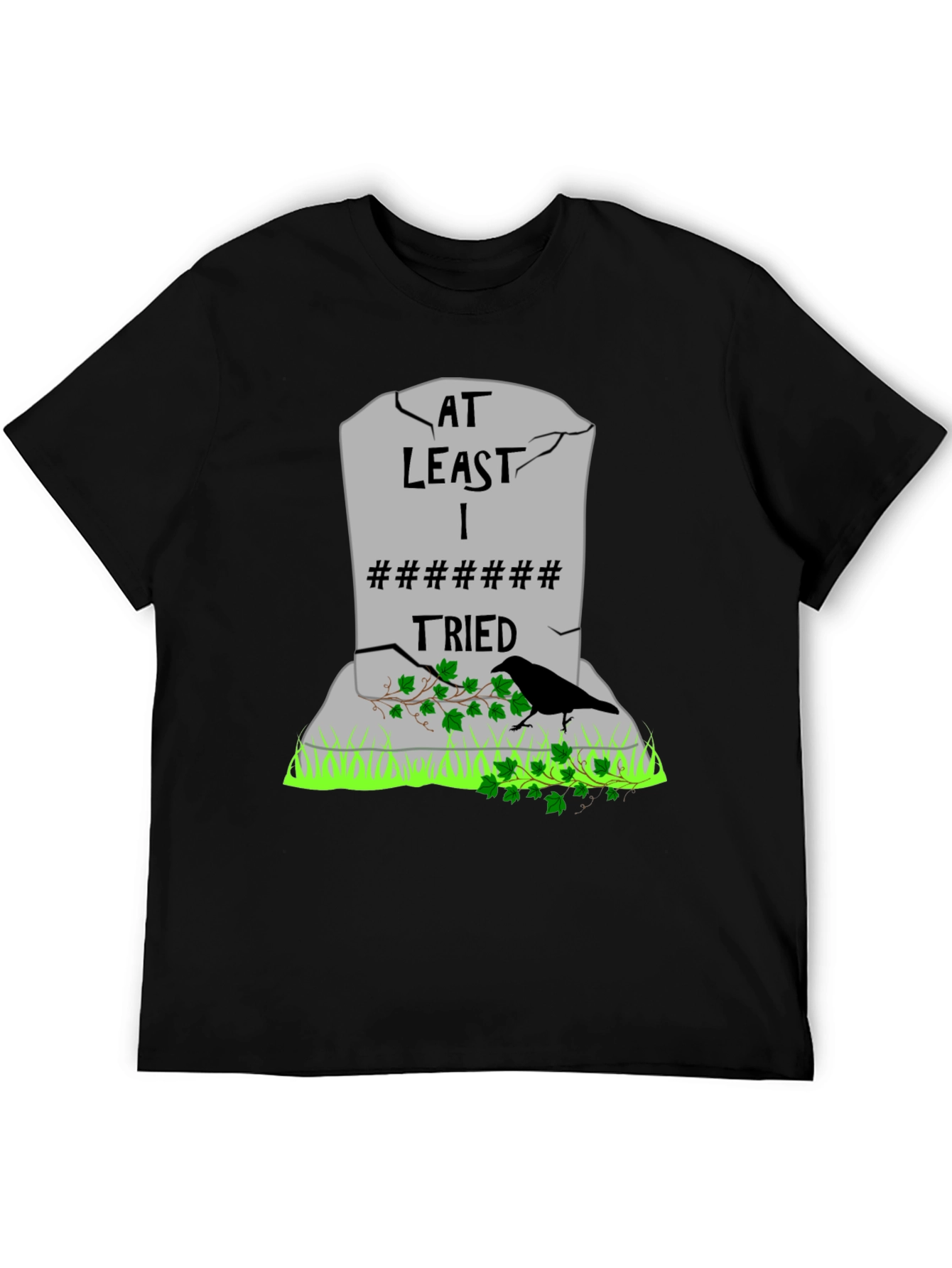 Black At Least I Tried T-Shirt - Humorous Tombstone Graphic Tee view 5