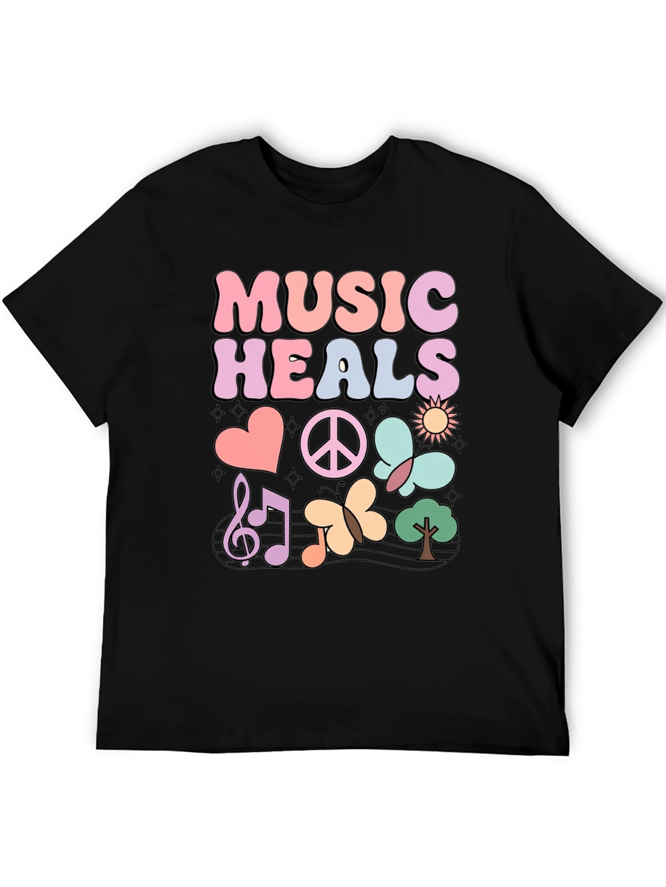 Black Music Heals Graphic T-Shirt - Casual Comfort view 5