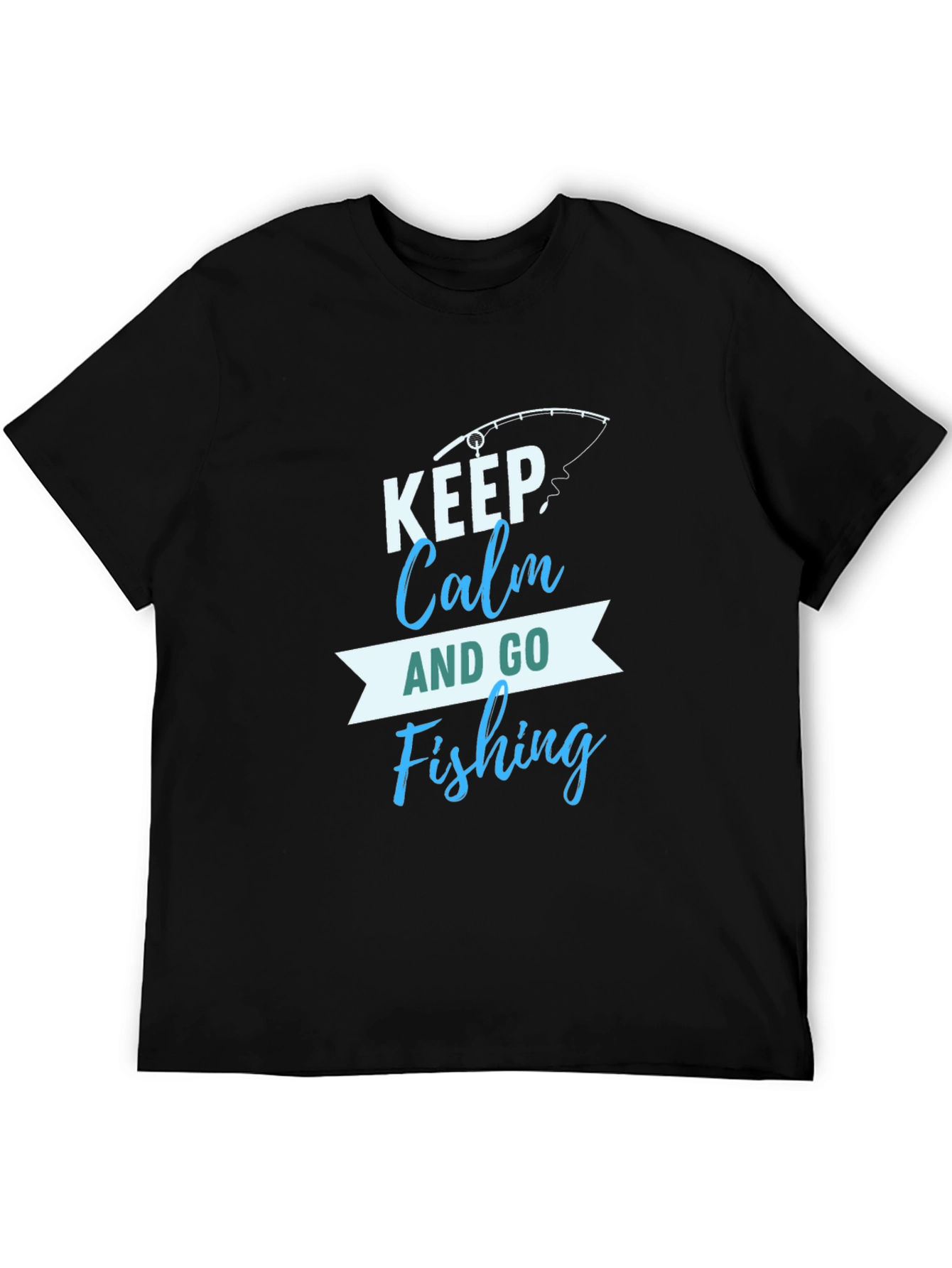 Black Keep Calm and Go Fishing Graphic T-Shirt view 5