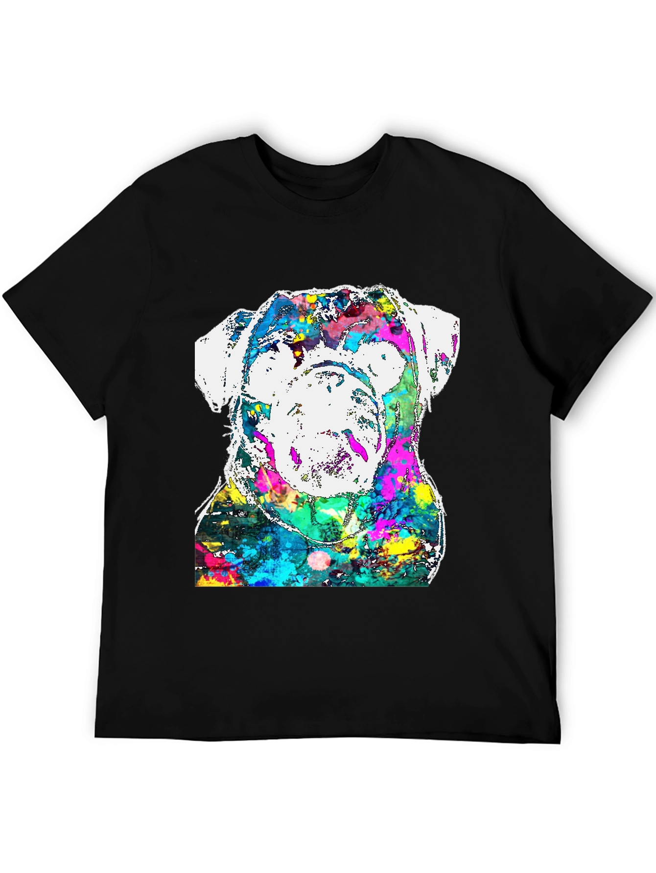 Black Colorful Bulldog Graphic Tee view 5