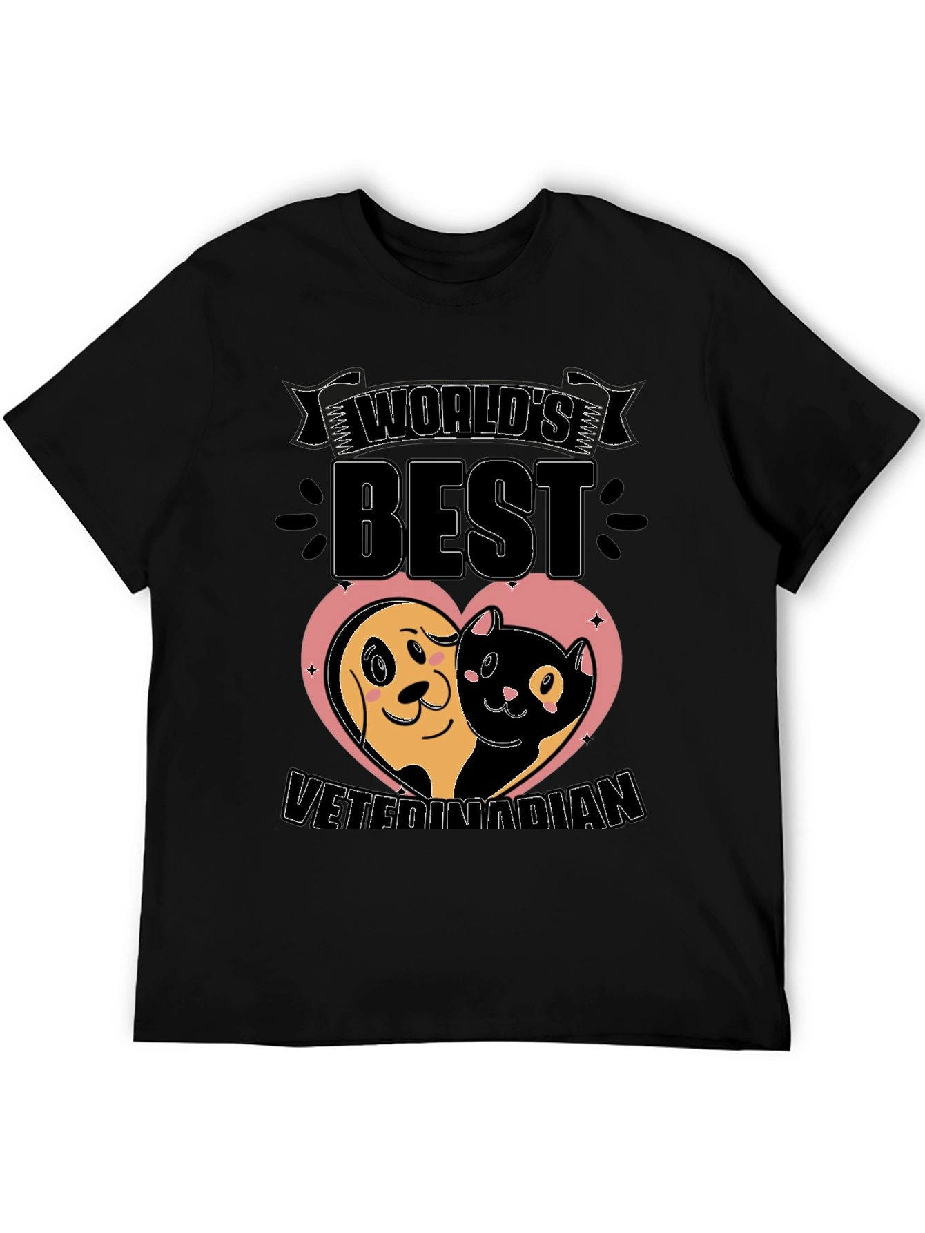 Black World's Best Veterinarian T-Shirt - Dog & Cat Heart view 5