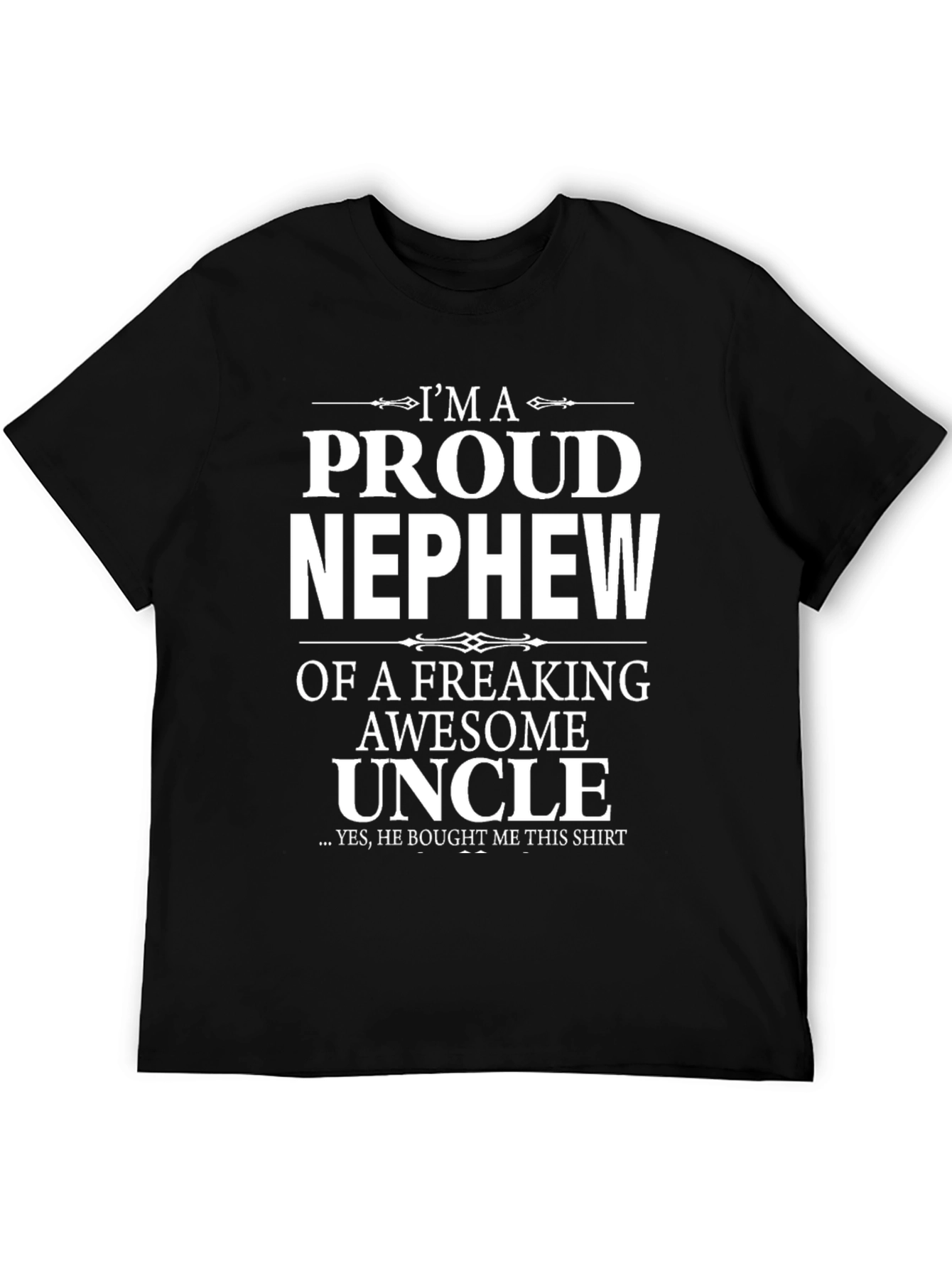 Black Proud Nephew Graphic T-Shirt - Awesome Uncle Gift view 5