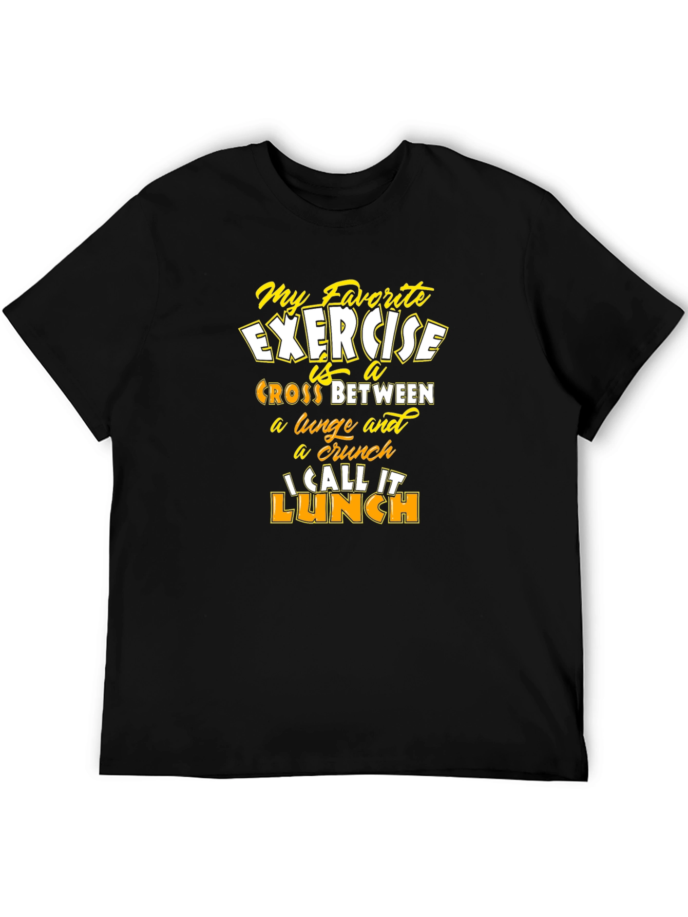 Black Funny Exercise Lunch T-Shirt - Men's Graphic Tee view 5