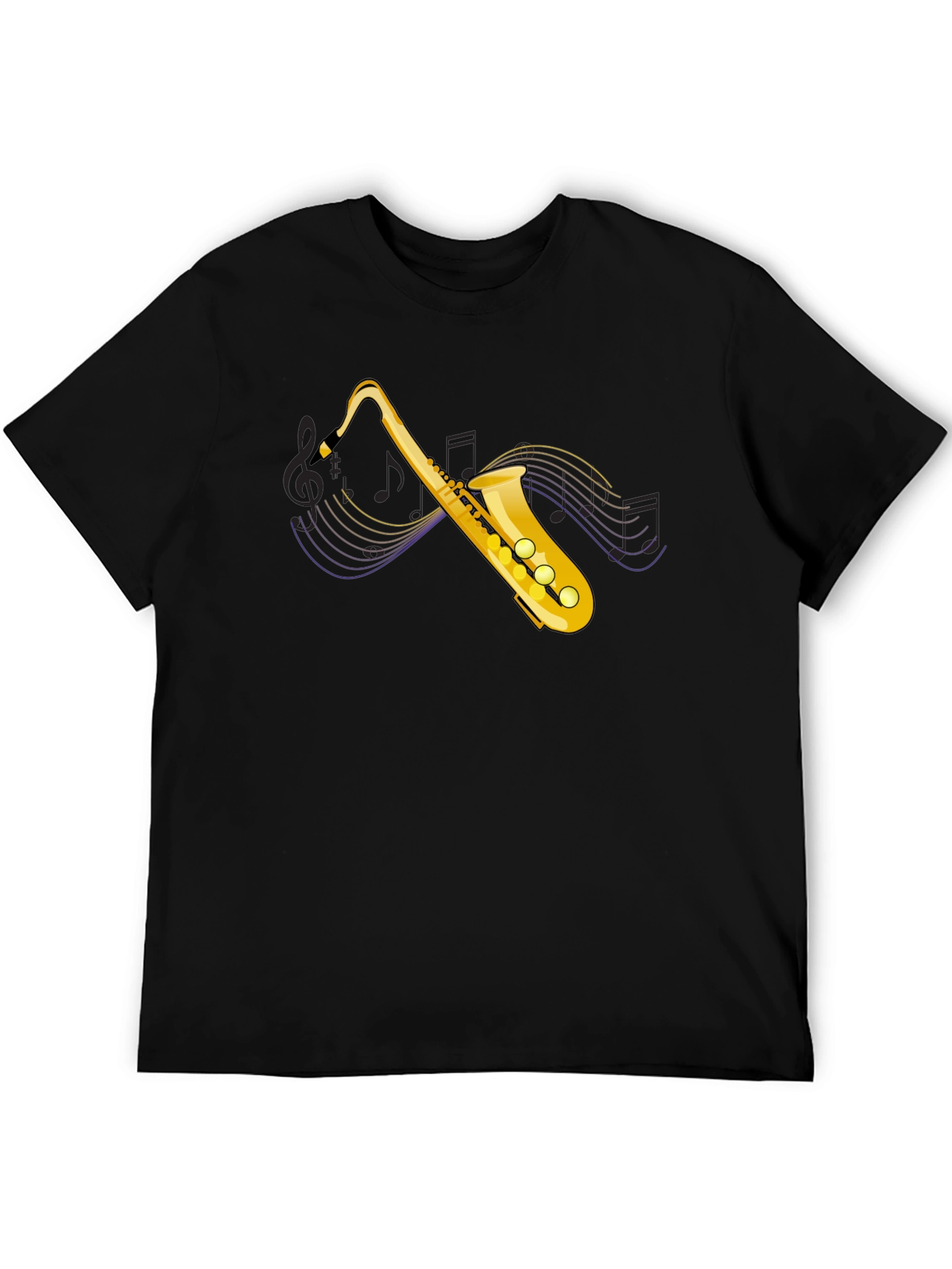 Black Saxophone Graphic Tee - Music Lover's Black T-Shirt view 5