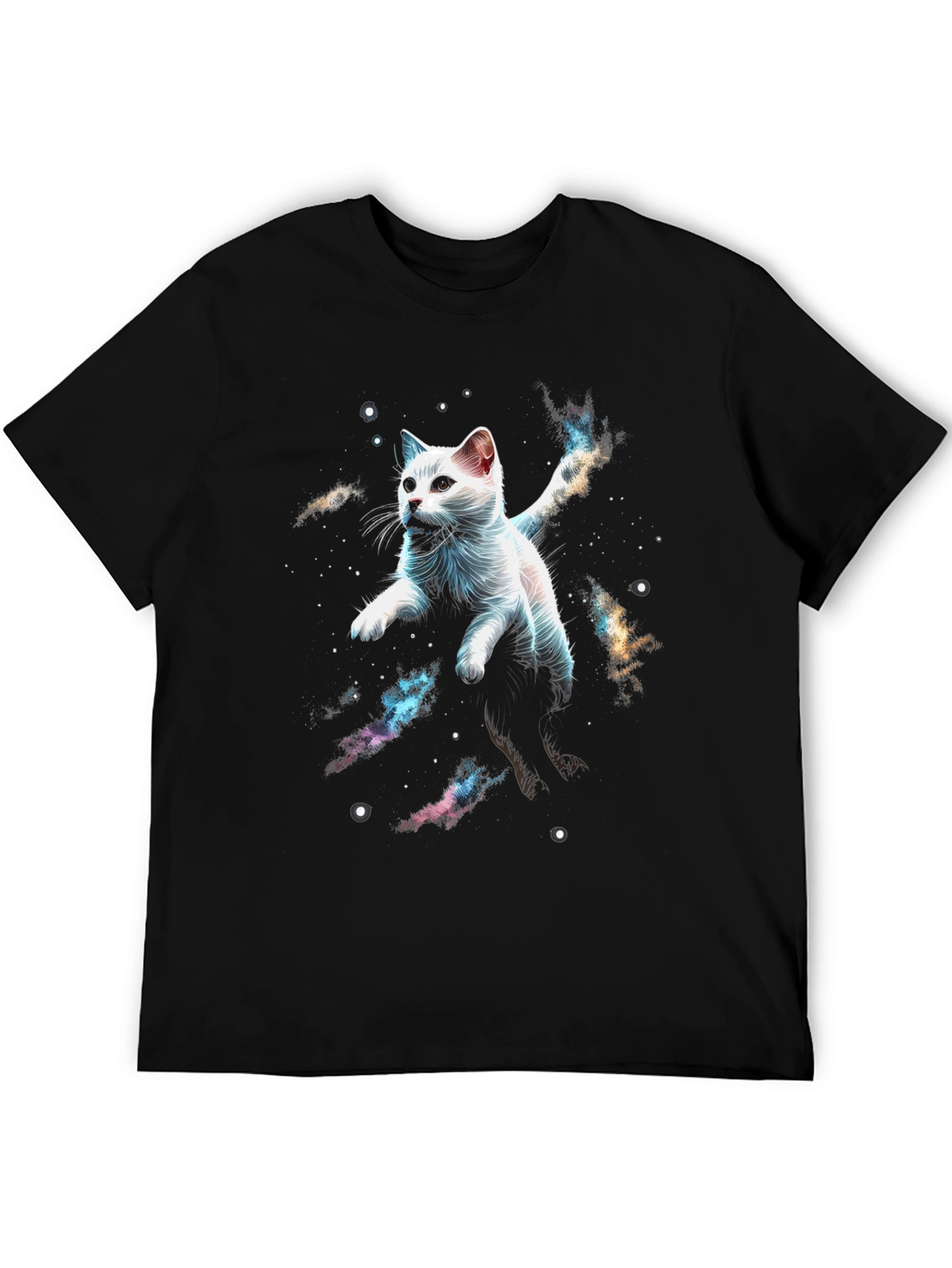 Black Cosmic Cat T-Shirt - Galaxy Kitten Graphic Tee view 5