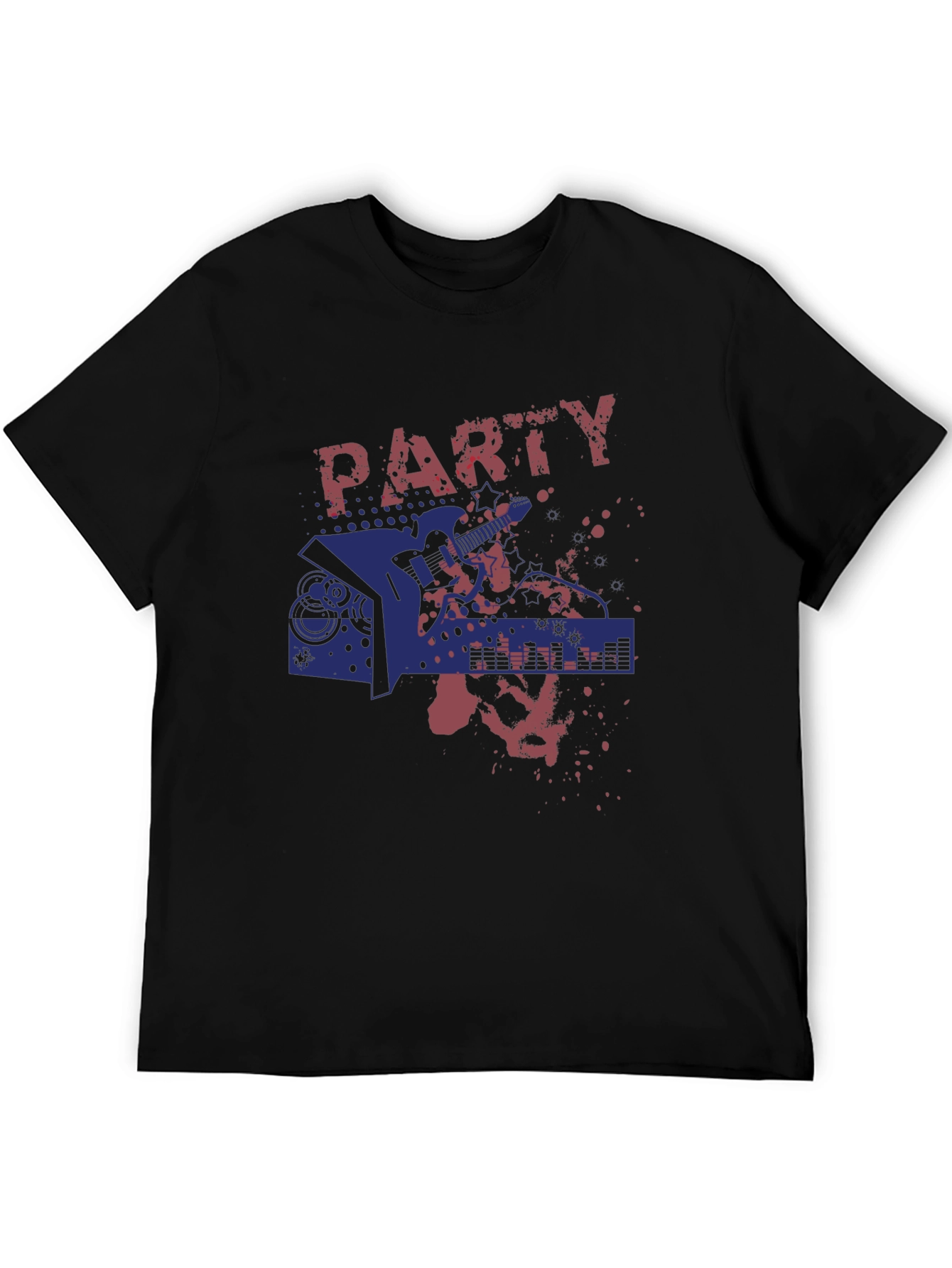 Black Party Guitar Graphic T-Shirt - Rock On! view 5
