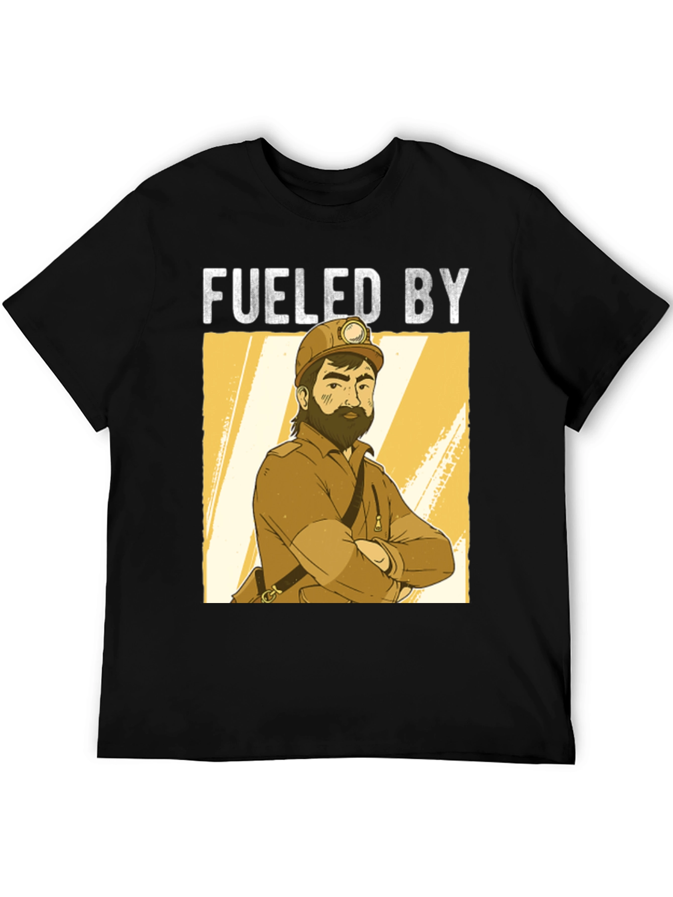 Black Fueled By Miner Cartoon Black T-Shirt view 5