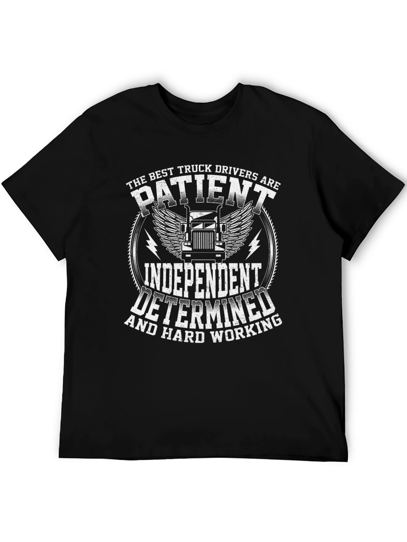 Black Truck Driver T-Shirt - Patient, Independent, Determined view 5