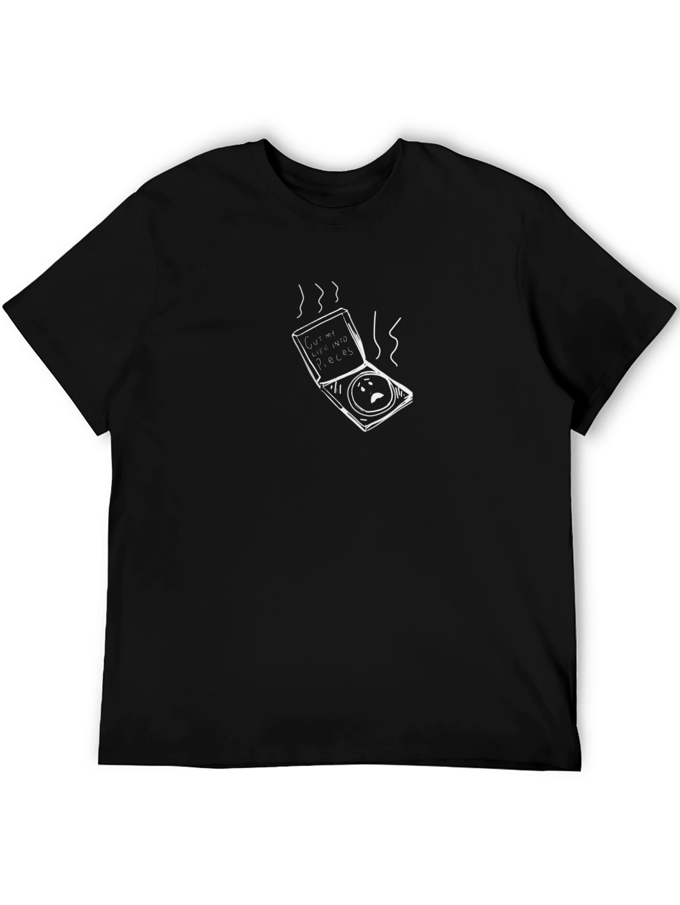 Black Funny Pizza T-Shirt - Sad Pizza Slice view 5