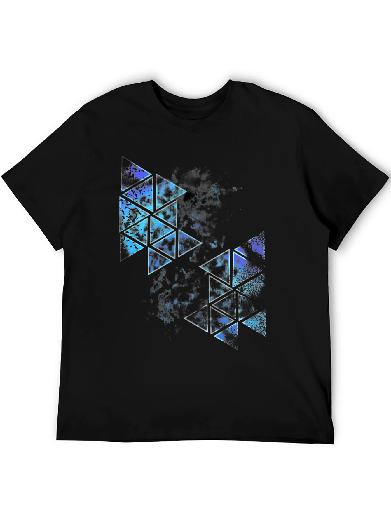Black Geometric Triangle Print T-Shirt - Modern Style view 5