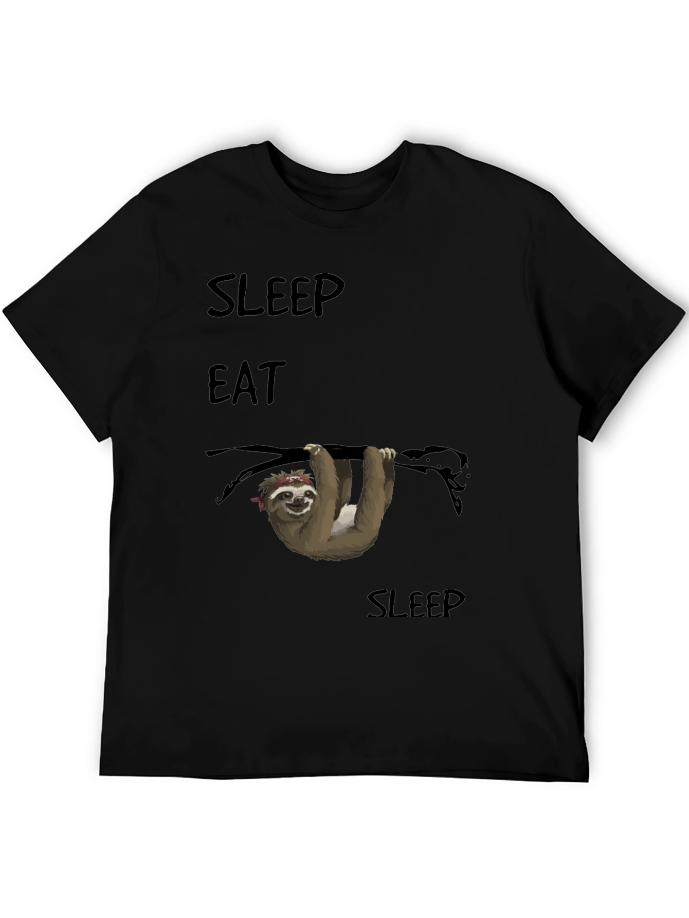 Black Sleep Eat Sloth T-Shirt - Relaxed Fit view 5