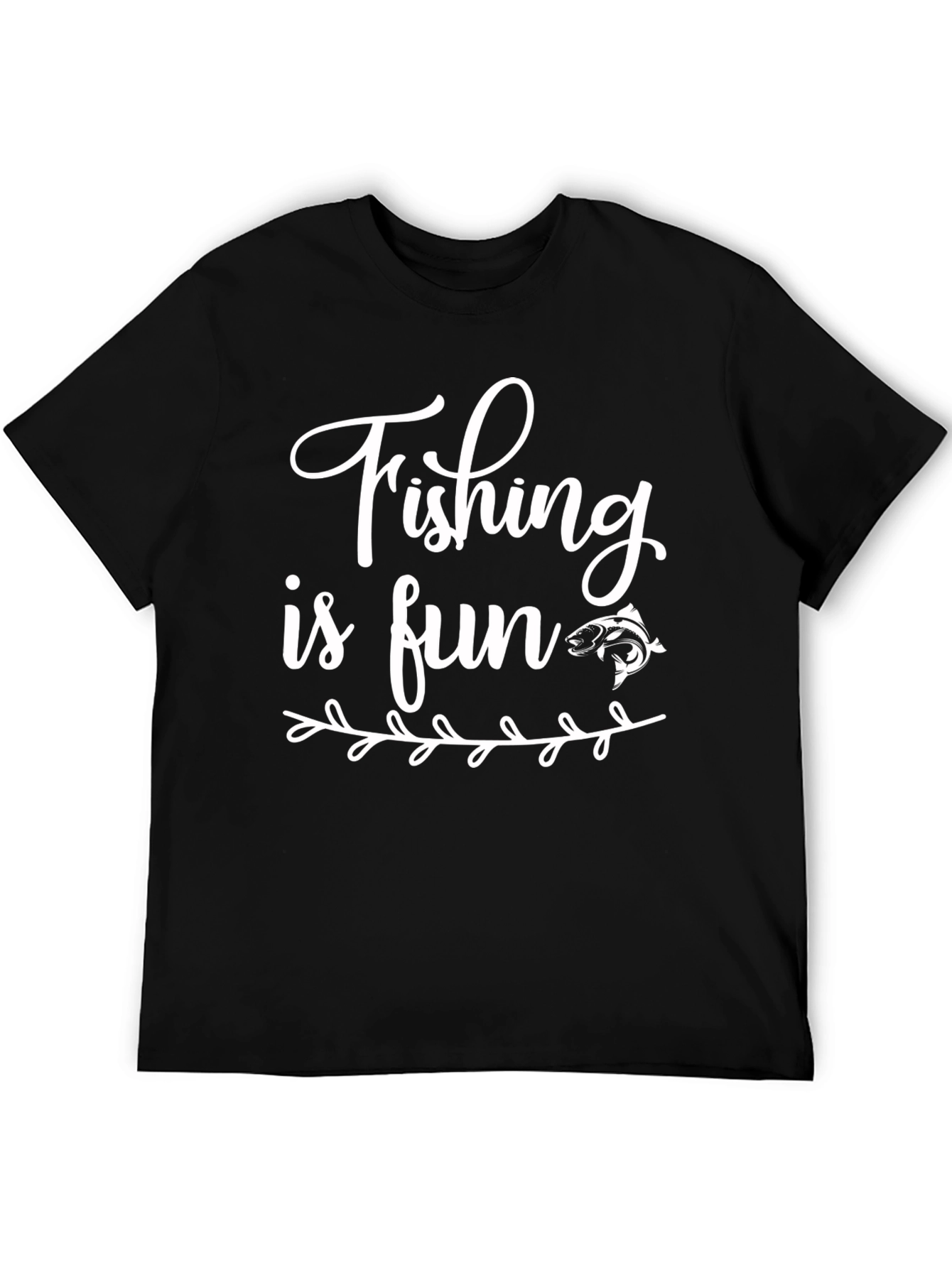 Black Fishing is Fun Black Graphic Tee view 5