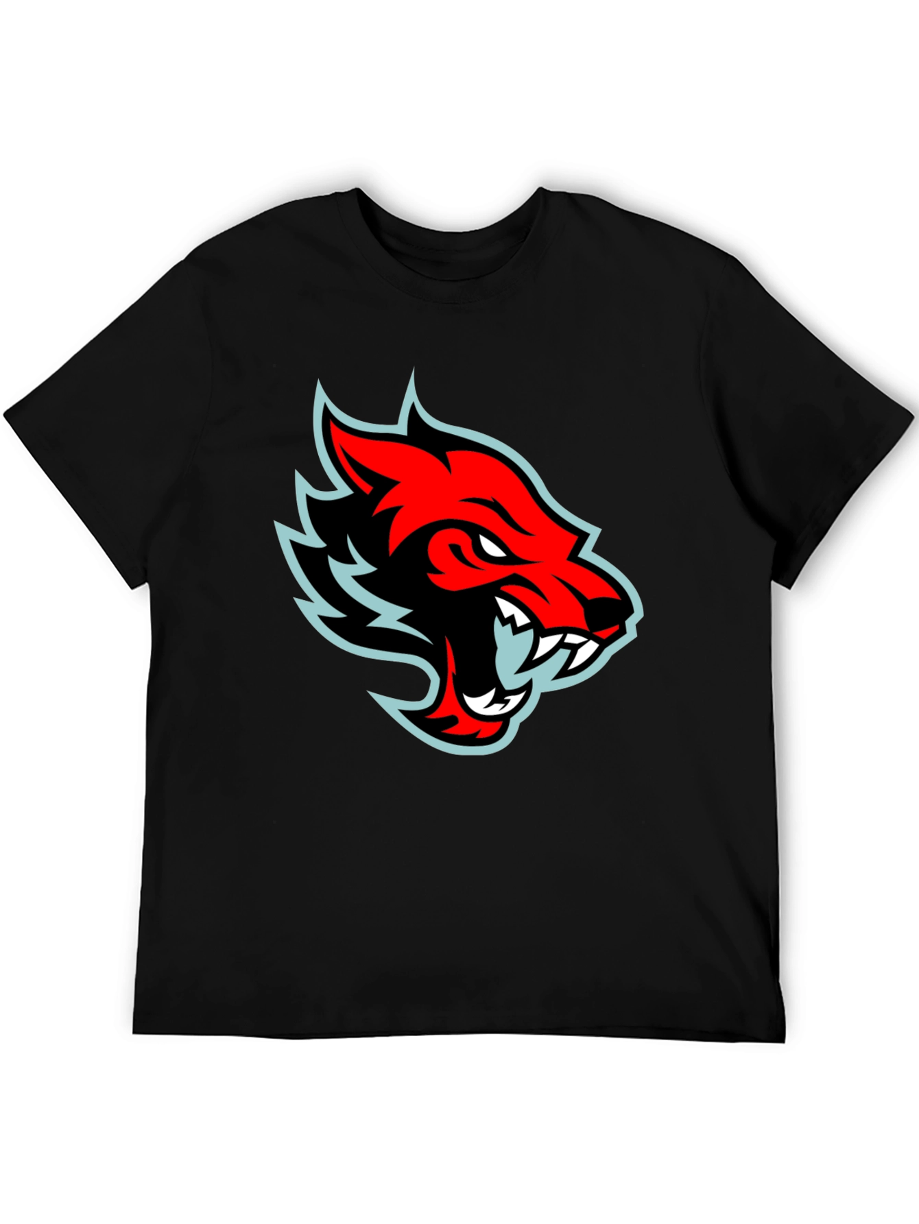 Black Red Wolf Graphic Tee - Cool Black T-Shirt view 5