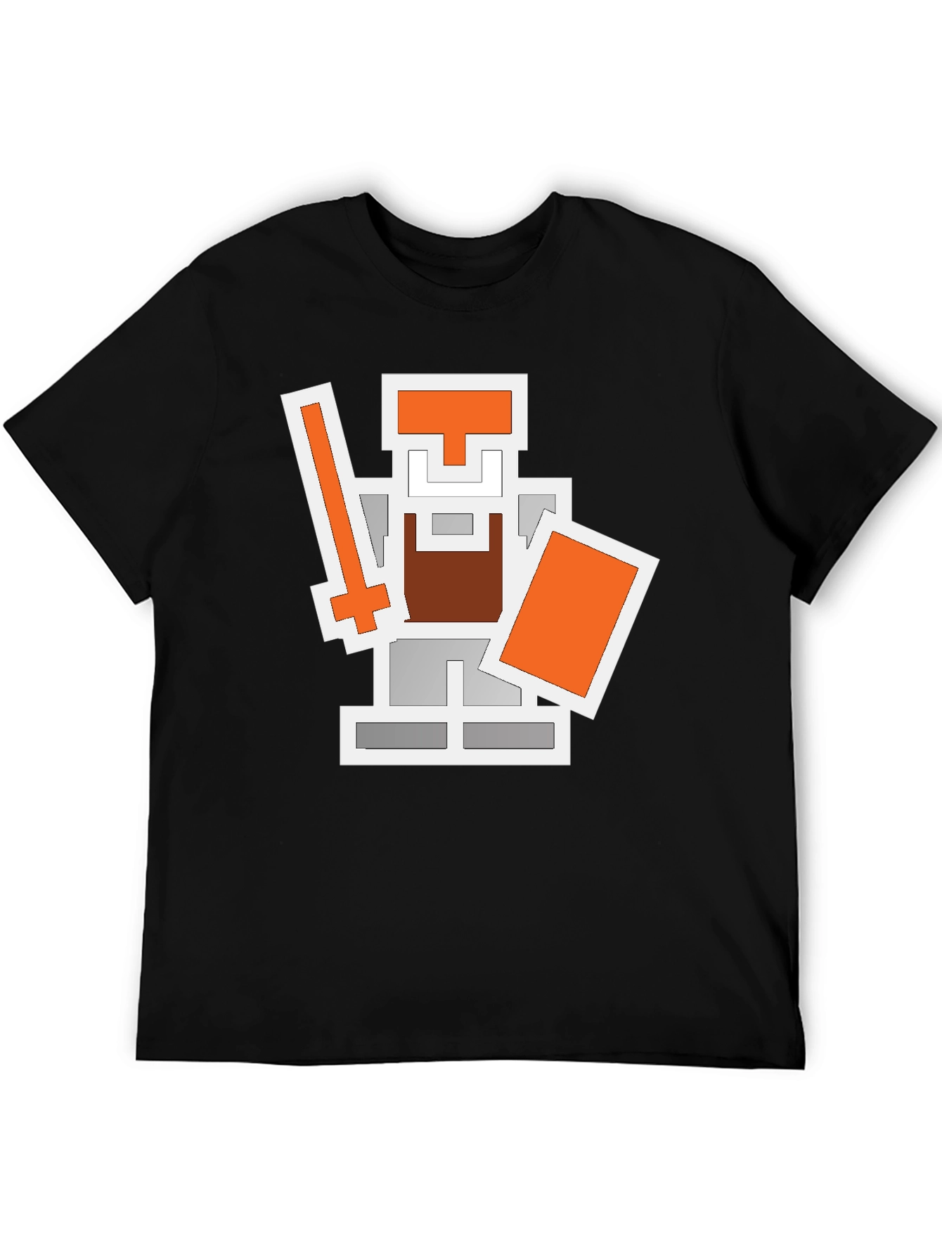 Black Pixel Knight Graphic Tee - Retro Gaming Shirt view 5