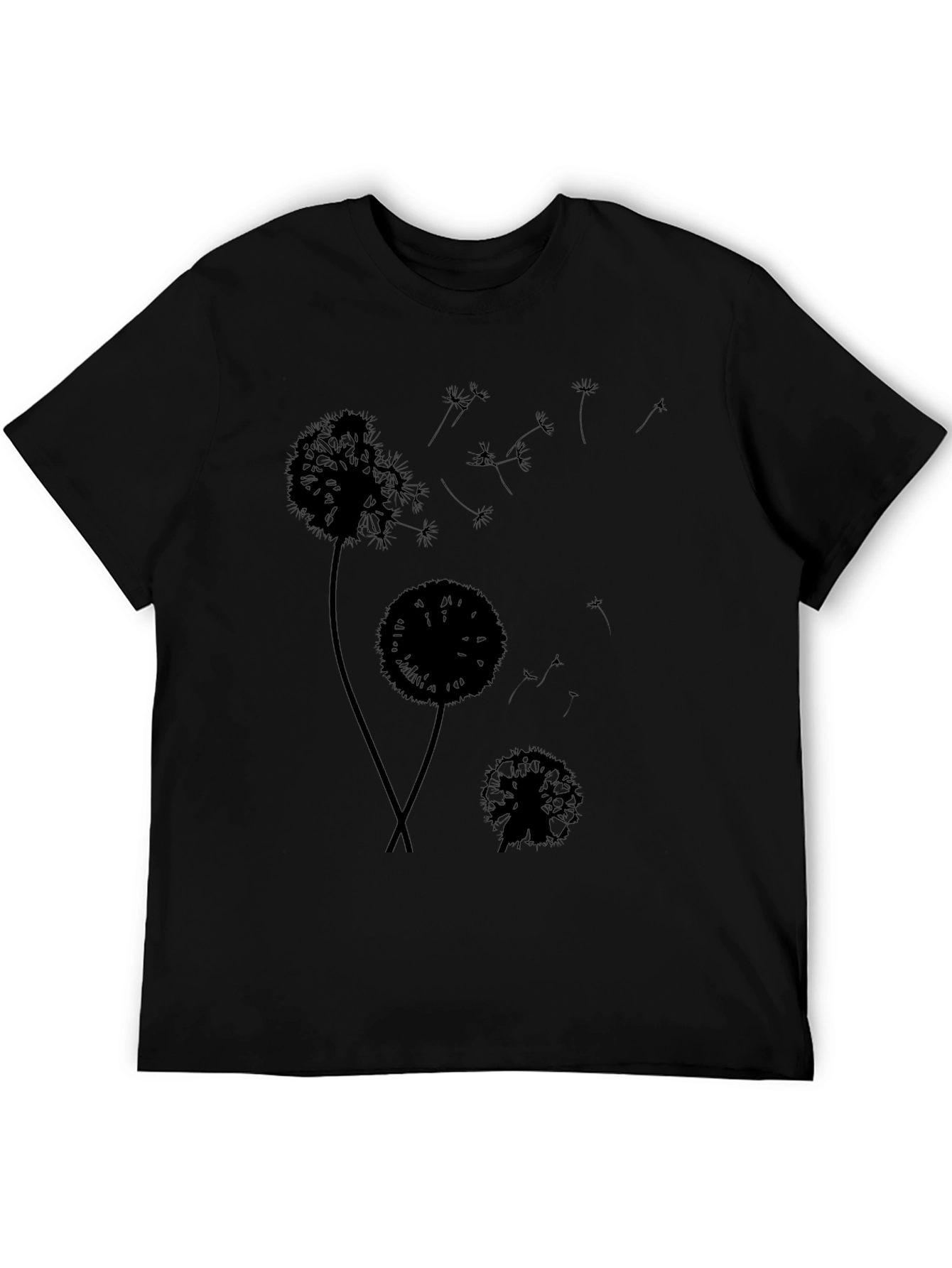 Black Dandelion Silhouette Black T-Shirt - Stylish Graphic Tee view 5