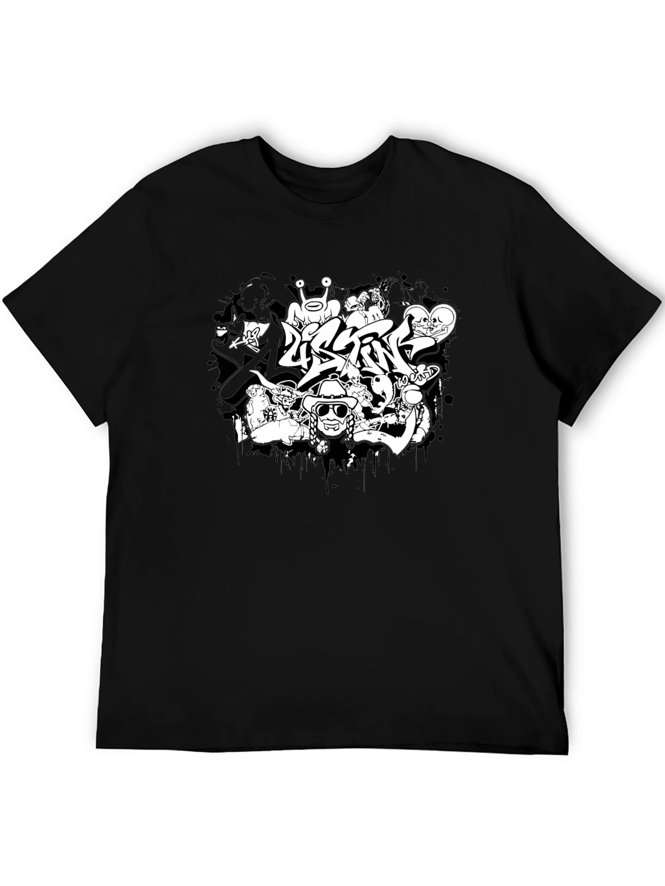 Black Cool Graphic Print T-Shirt - Black Cotton Tee view 5