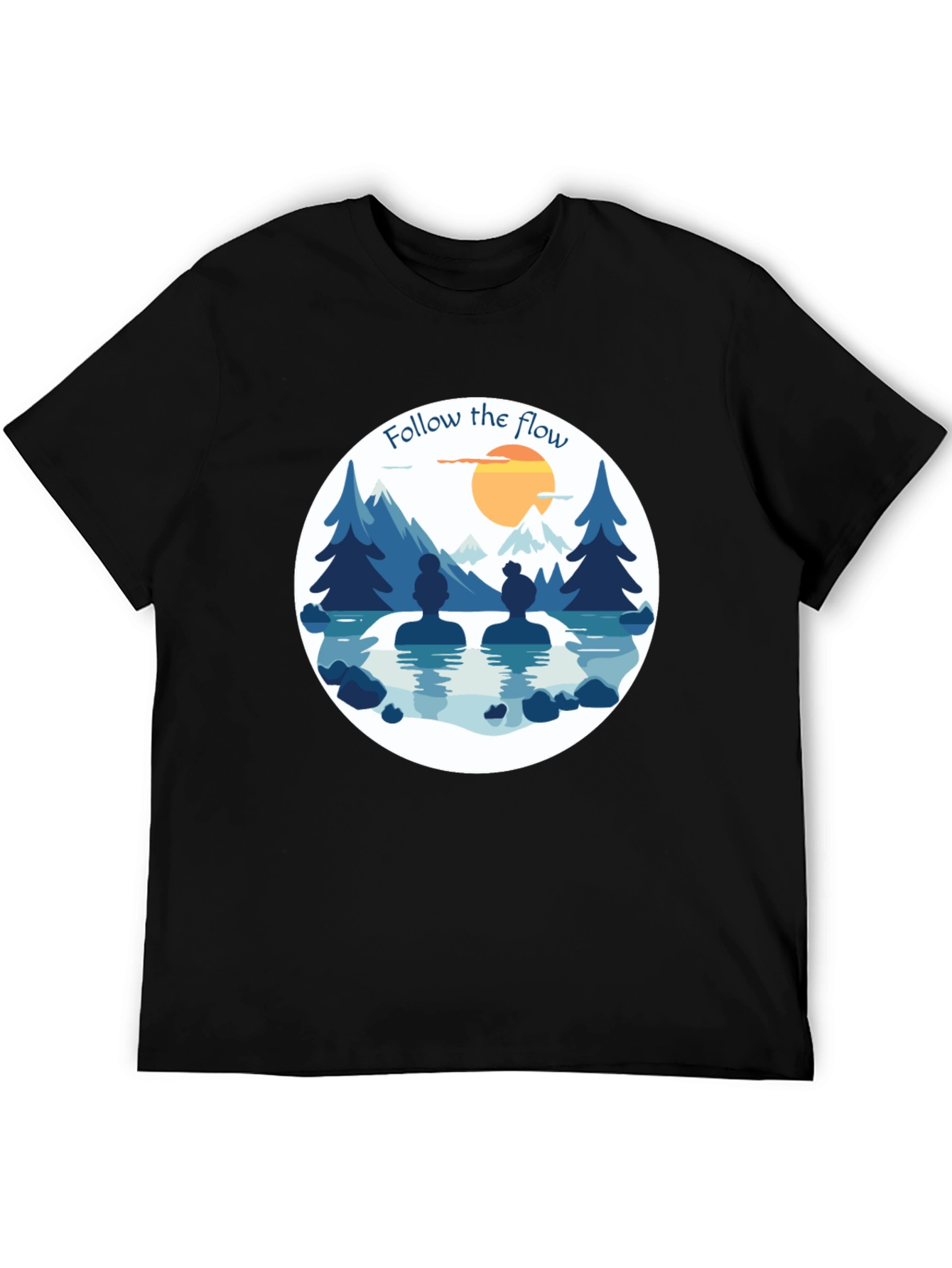 Black Follow the Flow T-Shirt - Relaxing Spa Design view 5