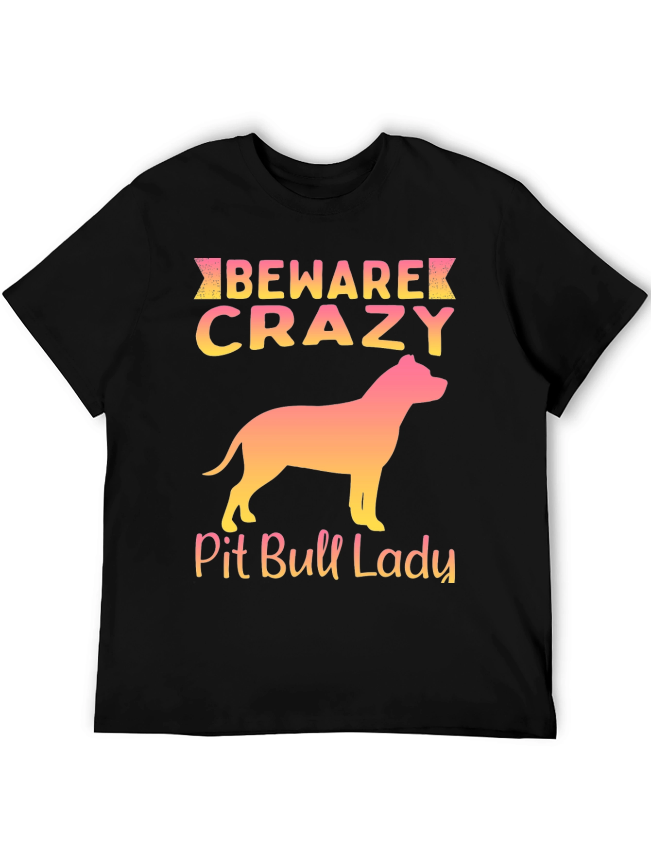 Black Beware Crazy Pit Bull Lady Graphic Tee view 5