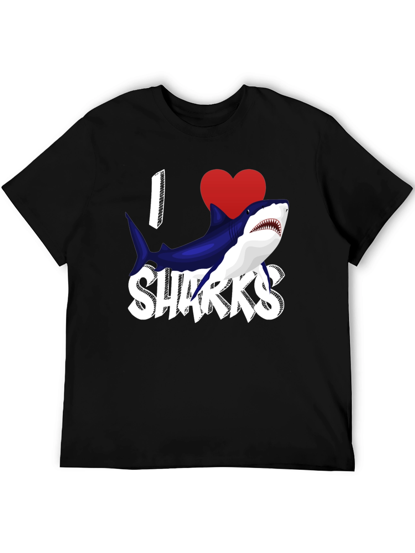 Black I Heart Sharks Graphic T-Shirt - Black view 5
