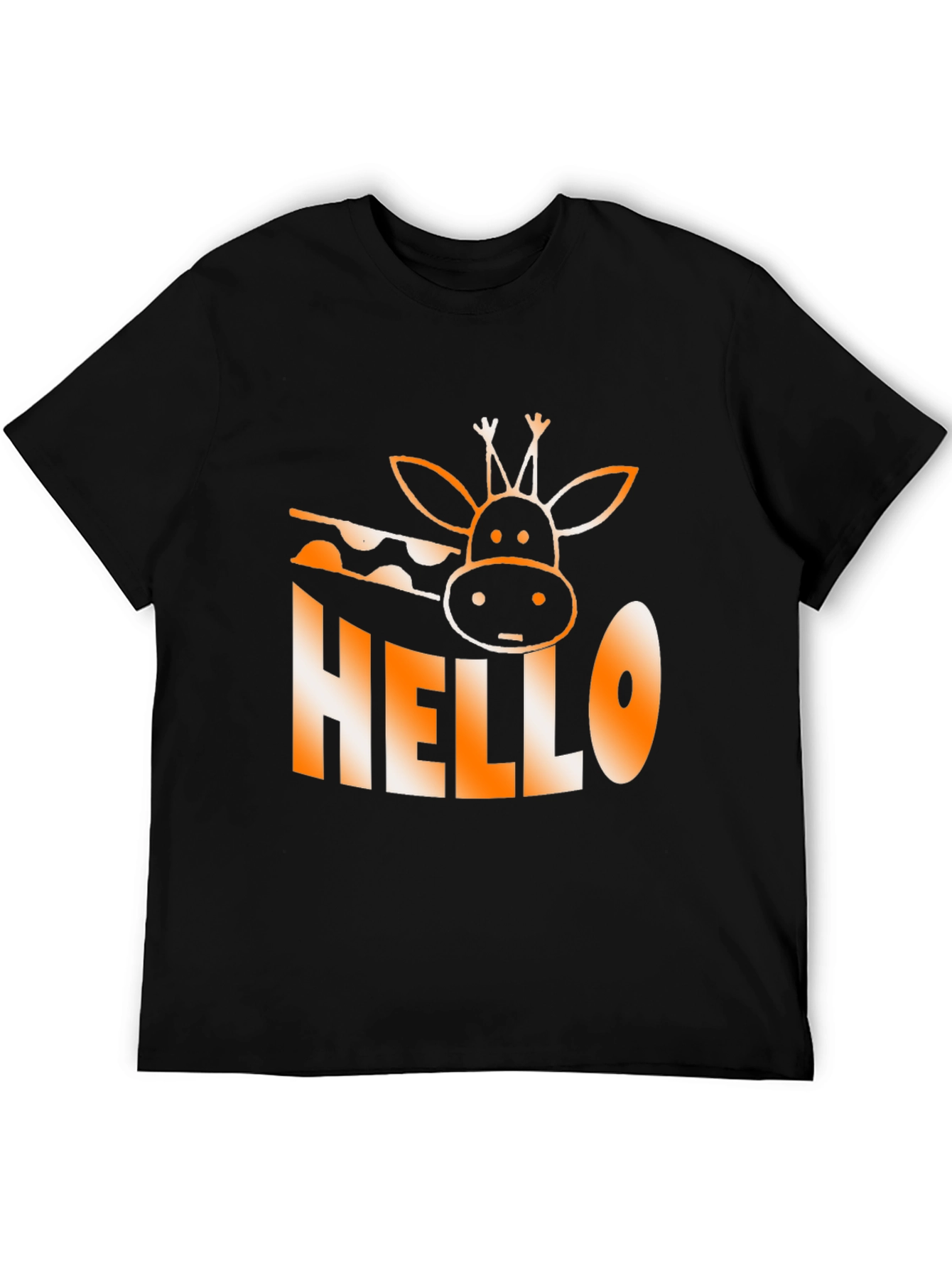 Black Hello Giraffe Graphic Tee - Black Cotton T-Shirt view 5